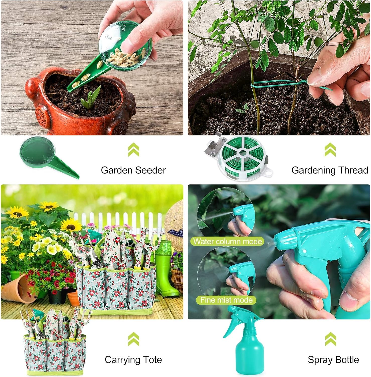 Gardening Tool Set – 13 PCS Heavy Duty Aluminum Tools Kit Floral Print Garden