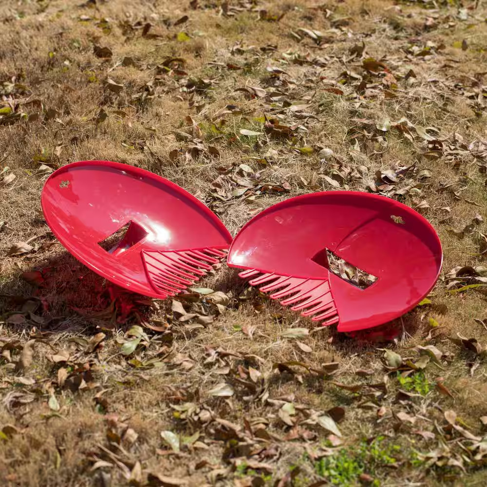 12 In. Plastic Handle Decorative Pair of Leaf Scoops, Hand Rakes for Lawn and Ga