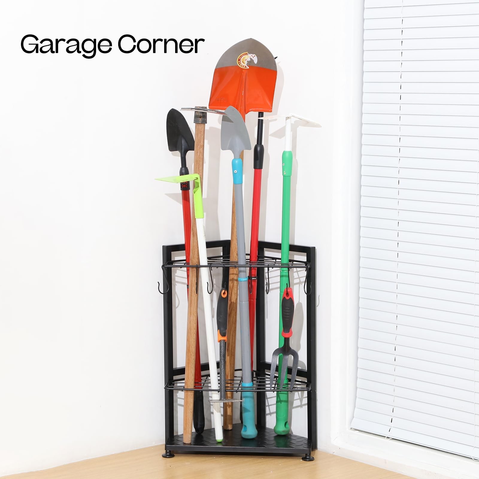 Garden Tool Organizer,Yard Tool Rack Heavy Duty,Free Standing for Garage Corn…