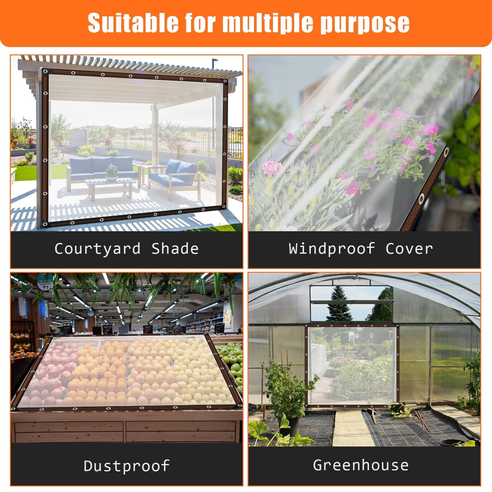 ZYP 2PCS 8x10ft Heavy Duty Clear Waterproof Tarps Outdoor Garden Rainproof Co…
