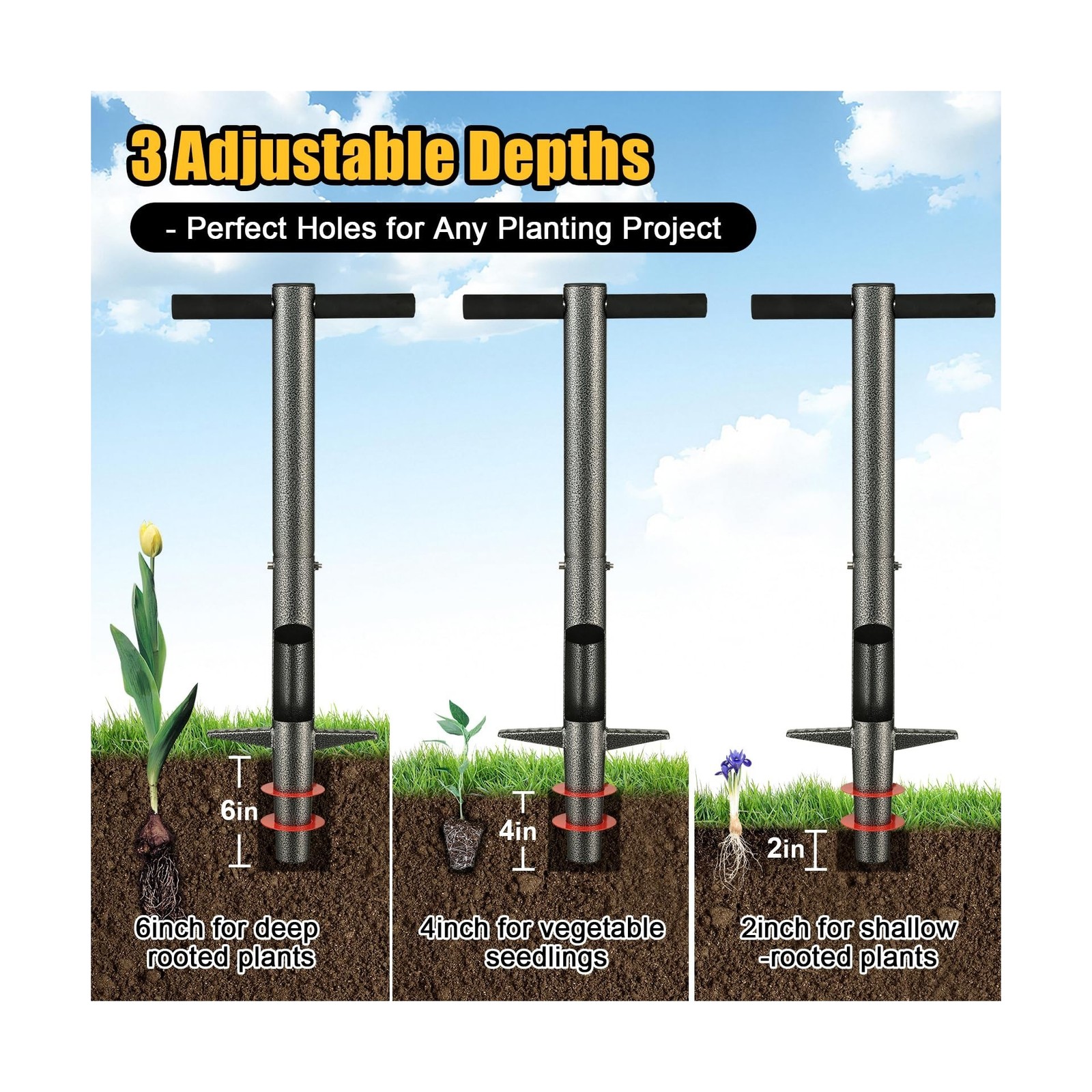 Bulb Planter & Sod Plugger – 34″ Long Handle Grass Plugger Tool… FAST USA SHIP