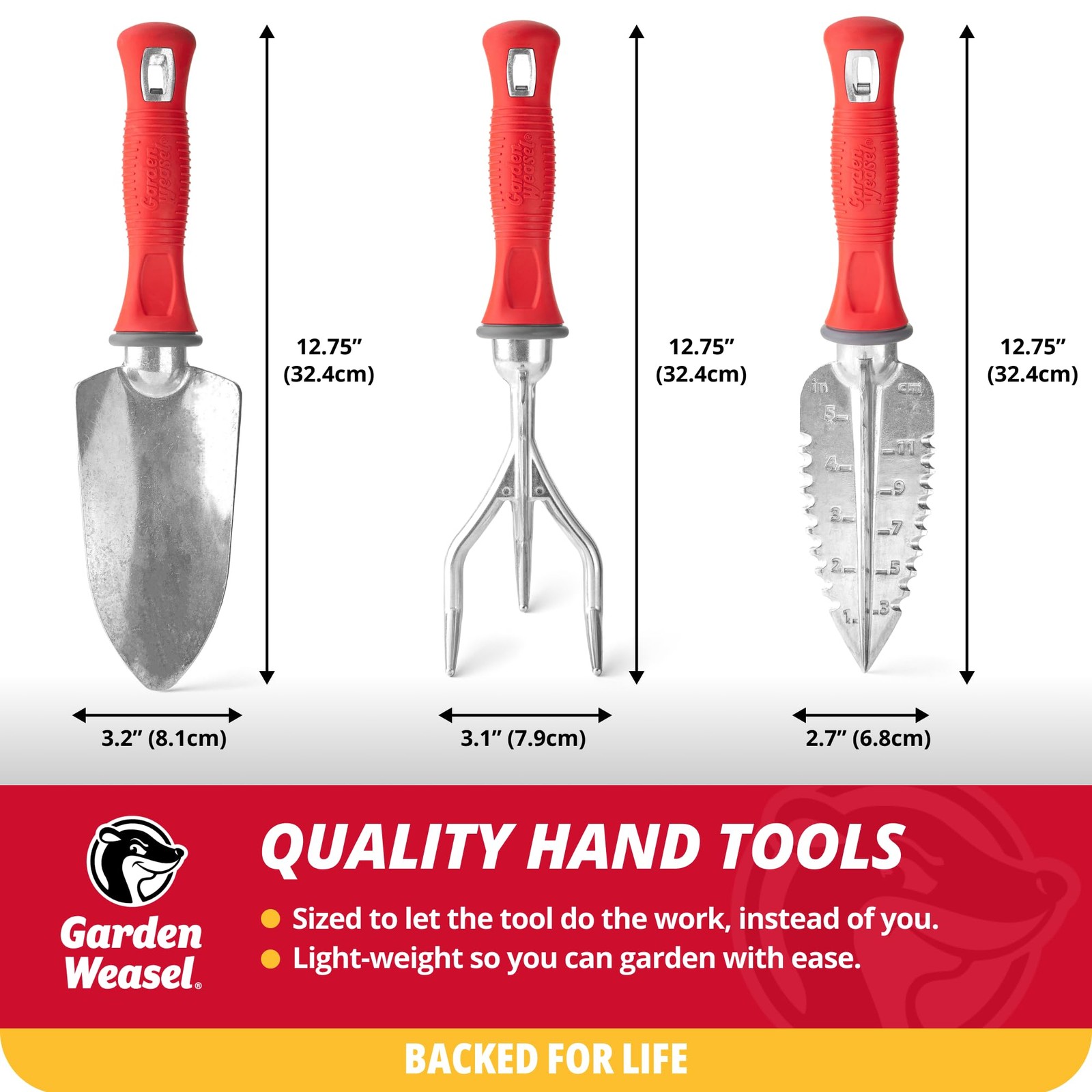3-Piece Hand Tool Combo Set | Trowel, Transplanter and Cultivator | Heavy Dut…