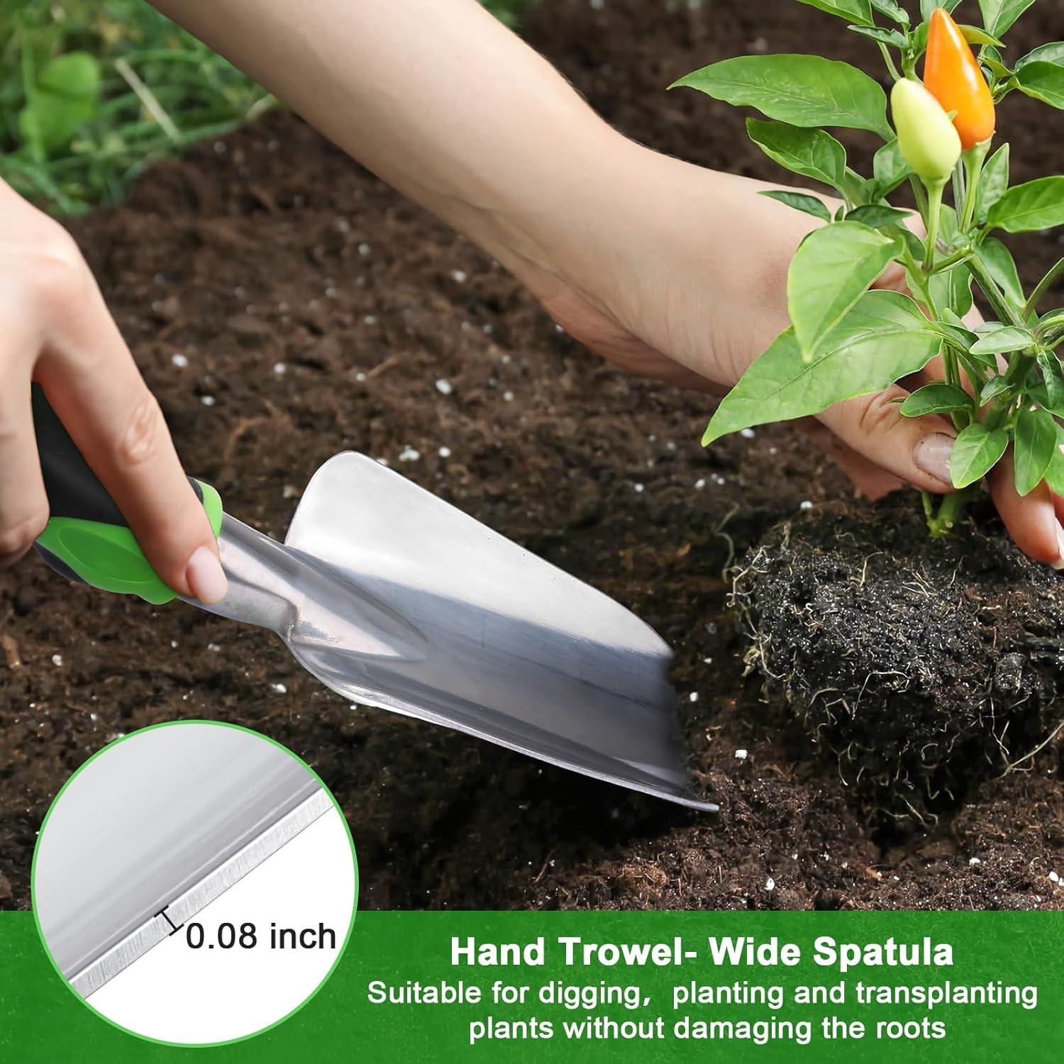 Garden Tools Set, 3 Pack Heavy Duty Gardening Tools Set Include Garden Shovel, T
