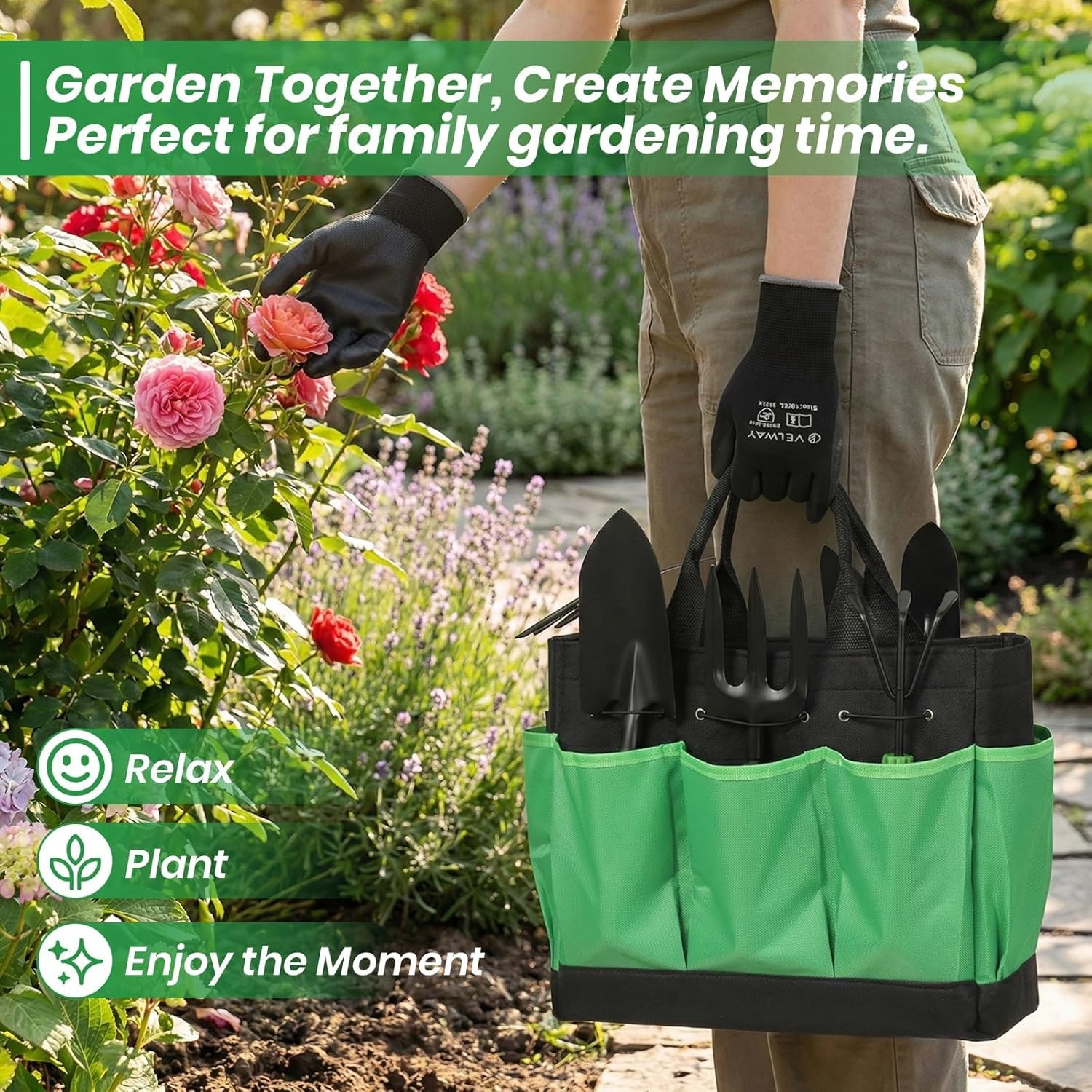 11-Piece Garden Tools Set – Stainless Steel, Non-Slip Handles & Tote