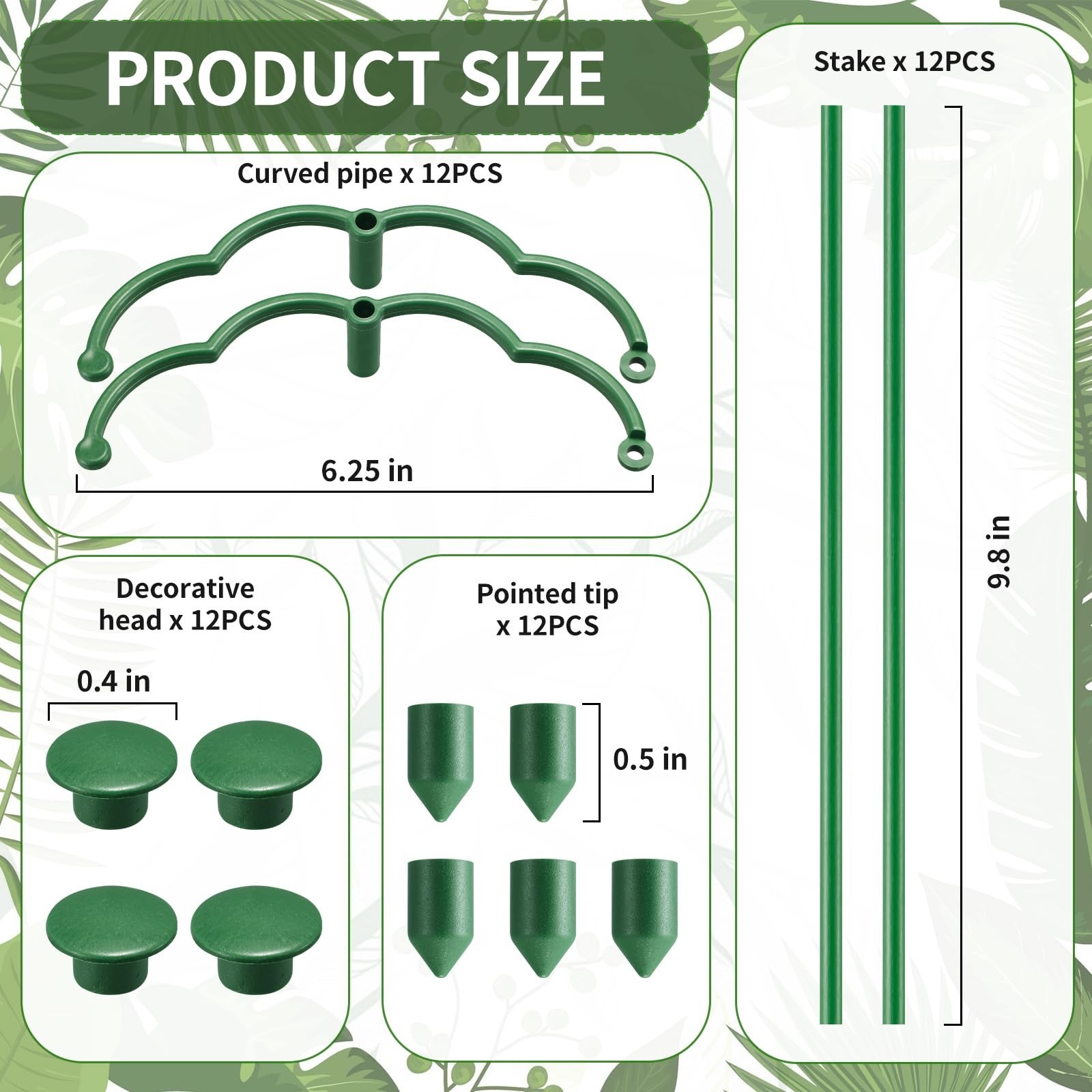 12 Pack Plant Support Stakes Sets – Versatile Plant Cages, Stackable Garden F…
