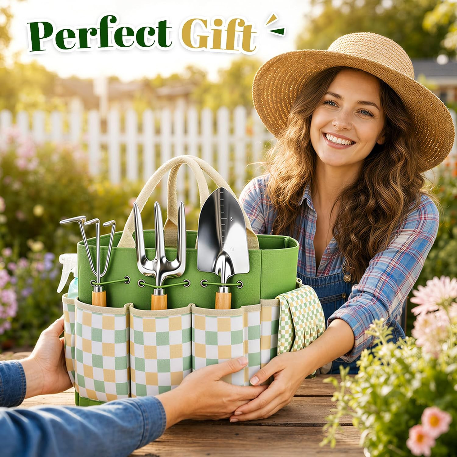 Gardening Tool Set, 9-Piece Heavy Duty with Durable Tote Bag, Ergonomic