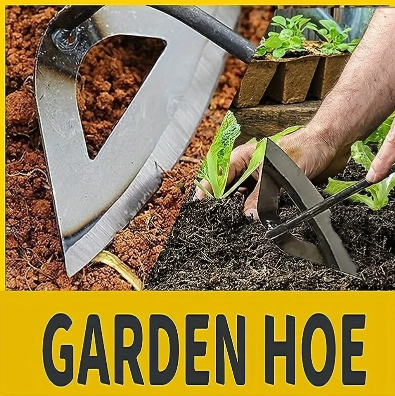 1pc All-Steel Hardened Hollow Hoe Handheld Weeding Rake Rust-Resistant Tool