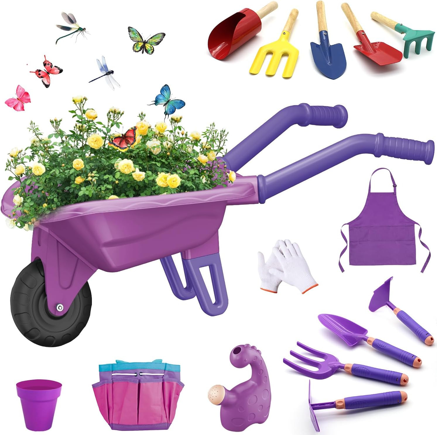 15 PCS Kids Gardening Tool Set for Girls Boys, Toddler Gardening Tools Set with