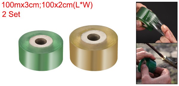 4 Rolls 2CM 3CM Width 100M Long PVC Fruit Tree Grafting Tape, Yellow Green