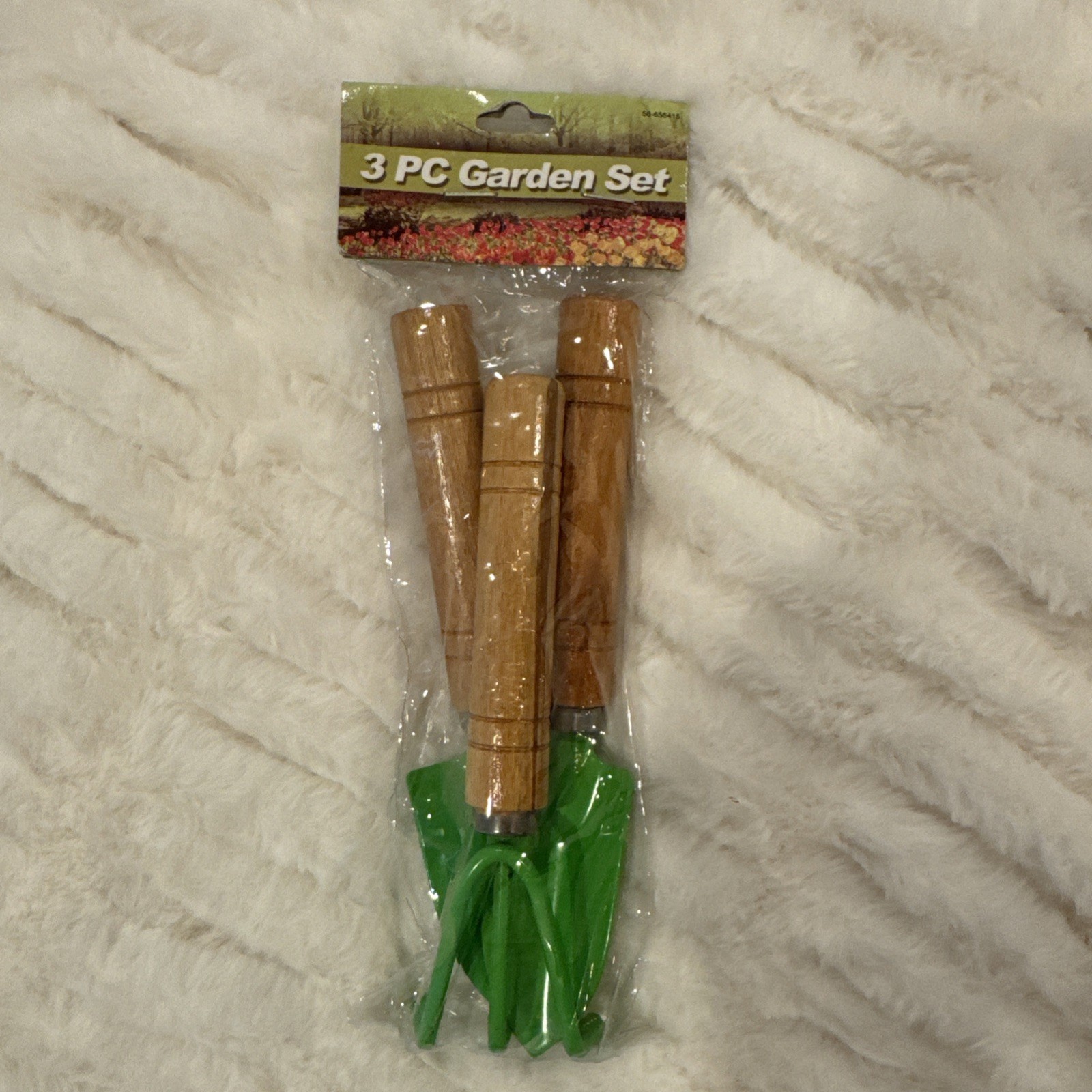 3 Pcs Mini Garden Tool Set Small Shovel Trowel & Hand Rake w/ Solid Wood Handles