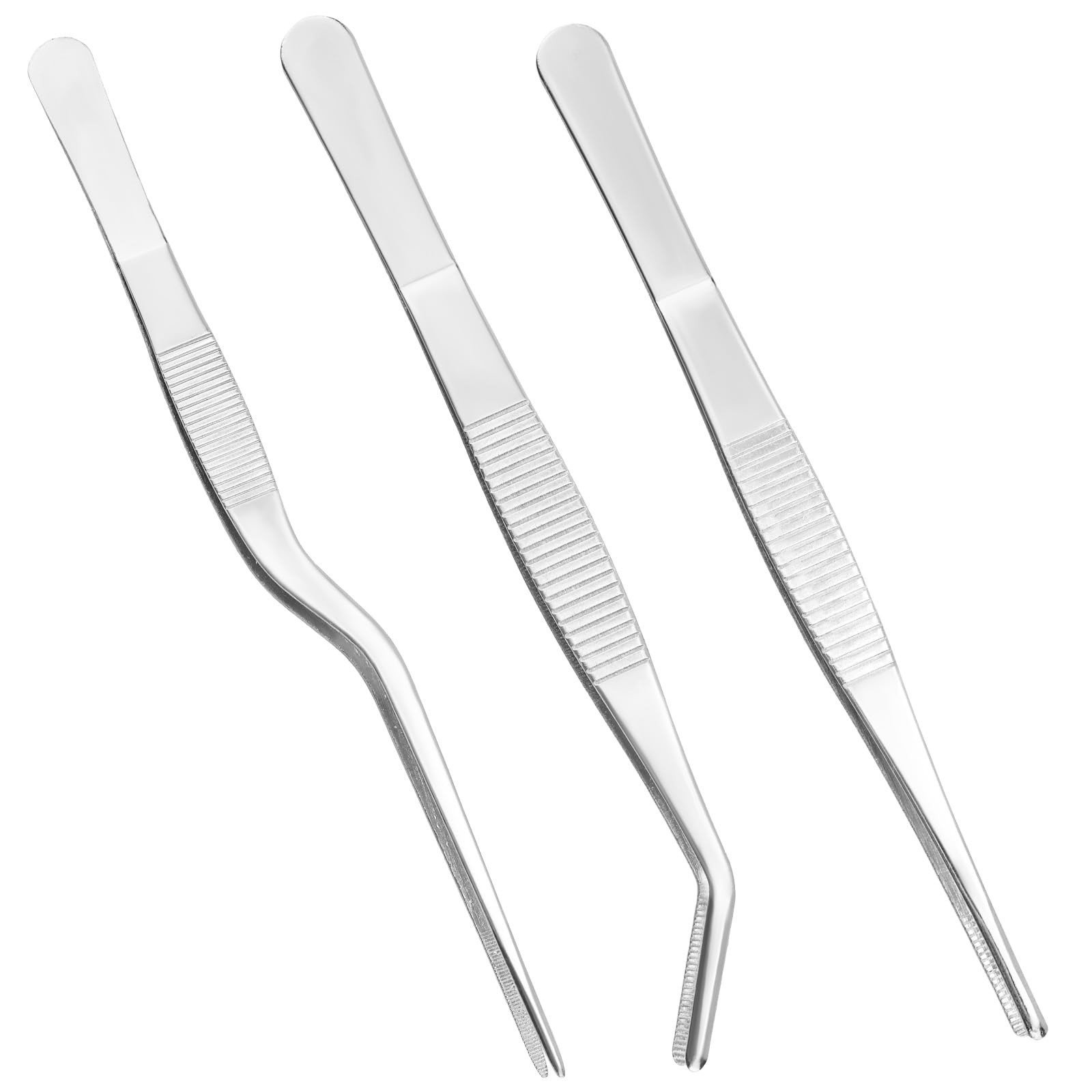 3pcs Plant Tweezers, Long Straight Stainless Steel Garden Bend Tongs Set Mult…