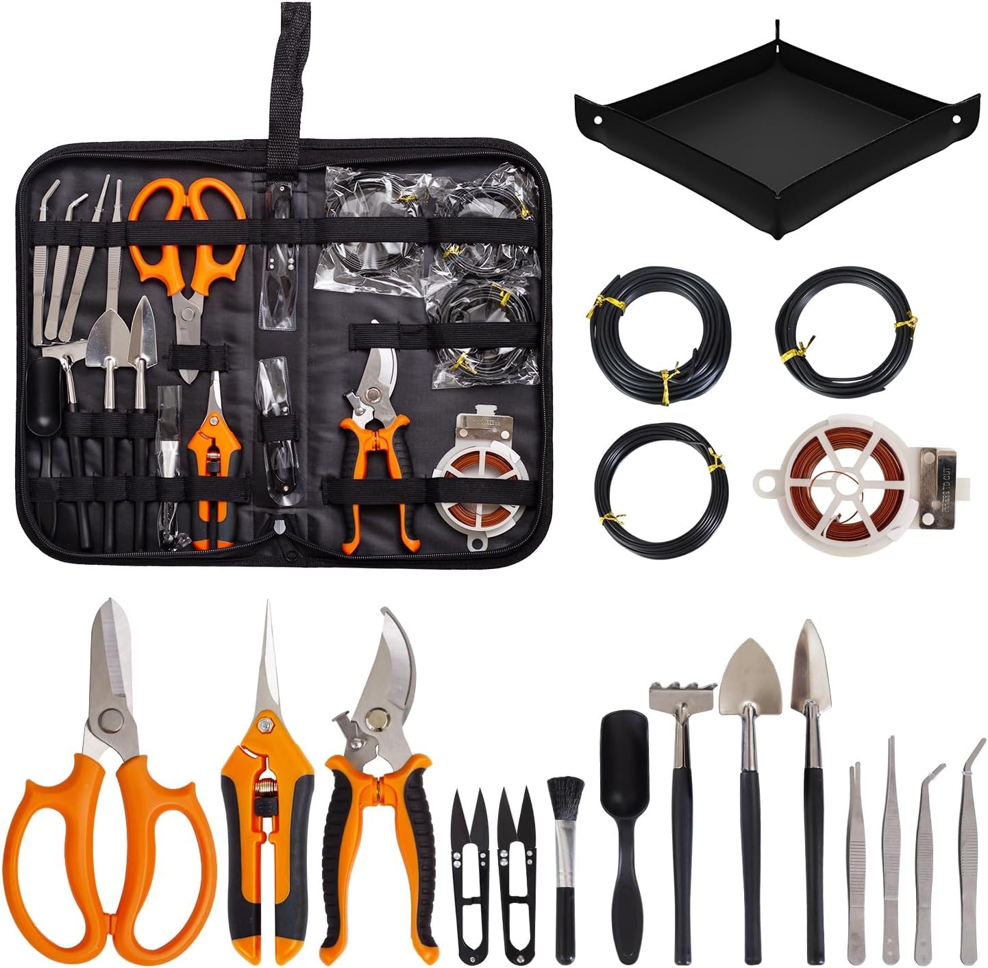 20PCS Bonsai Tools Kit Set Wire Pruning Shears Scissors Plant Mat Storage Bag