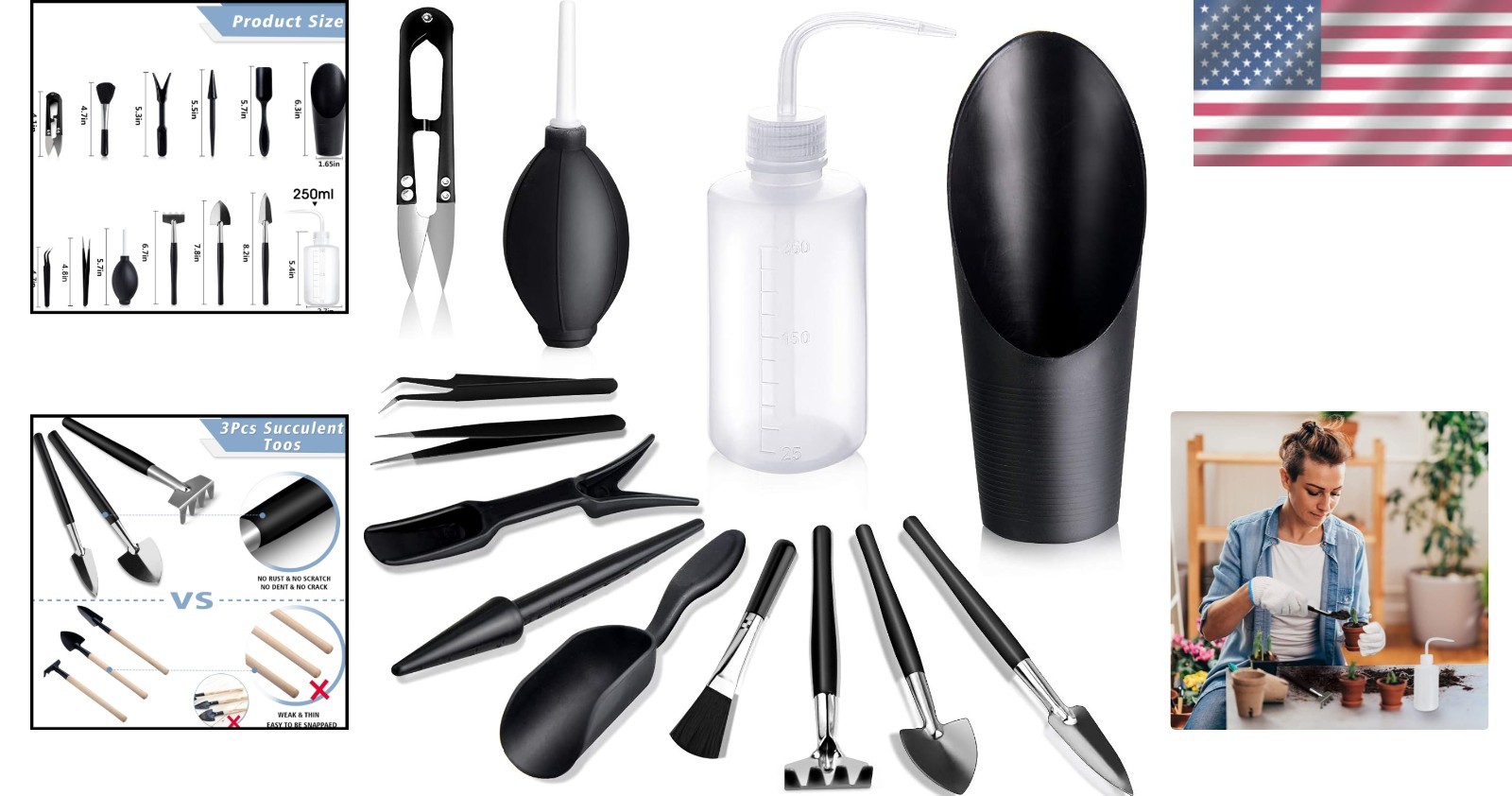 Lightweight 13-Piece Succulent Toolset: Durable Stainless Steel Gardening Kit