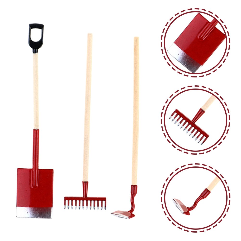 3 Pcs Miniature Gardening Kit Hand Tools Accessories for Dollhouse