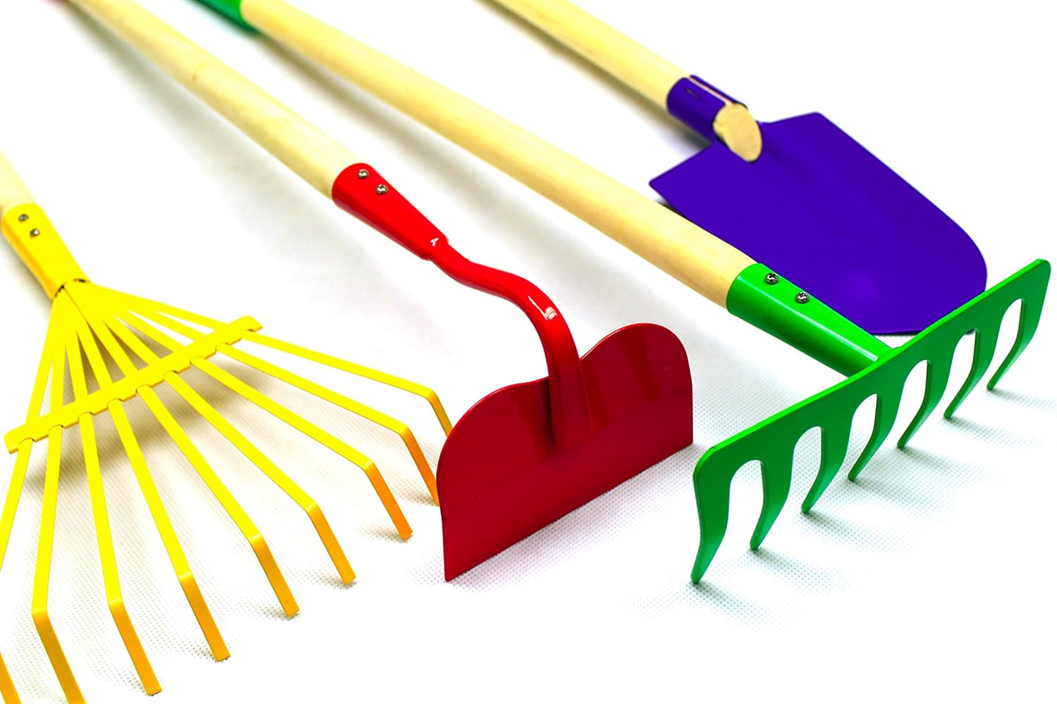Justforkids Kids Garden Tool Set Toy, Rake, Spade, Hoe and Leaf Rake, Reduced Si