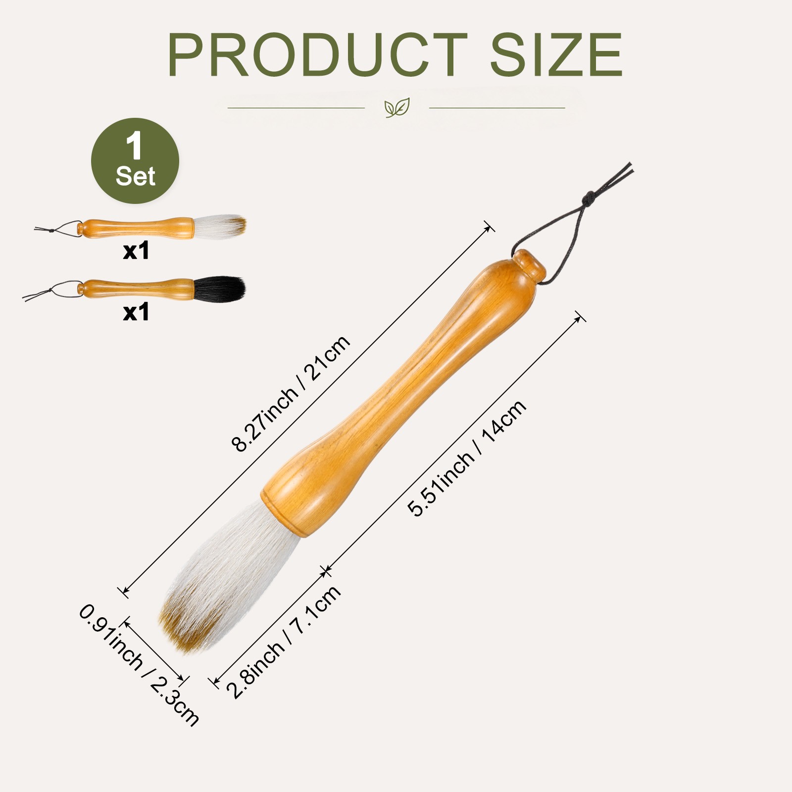 1-Set Plant Brush, Wooden Garden Tool Brush [Black/Yellow-White Bristle]