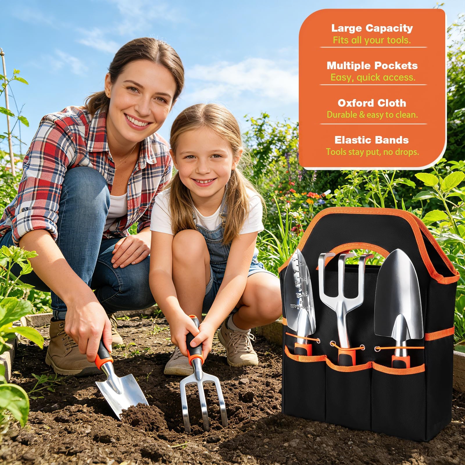 9 Piece Garden Tools Set Heavy Duty Stainless Steel Kit with Non Slip Ergonomic