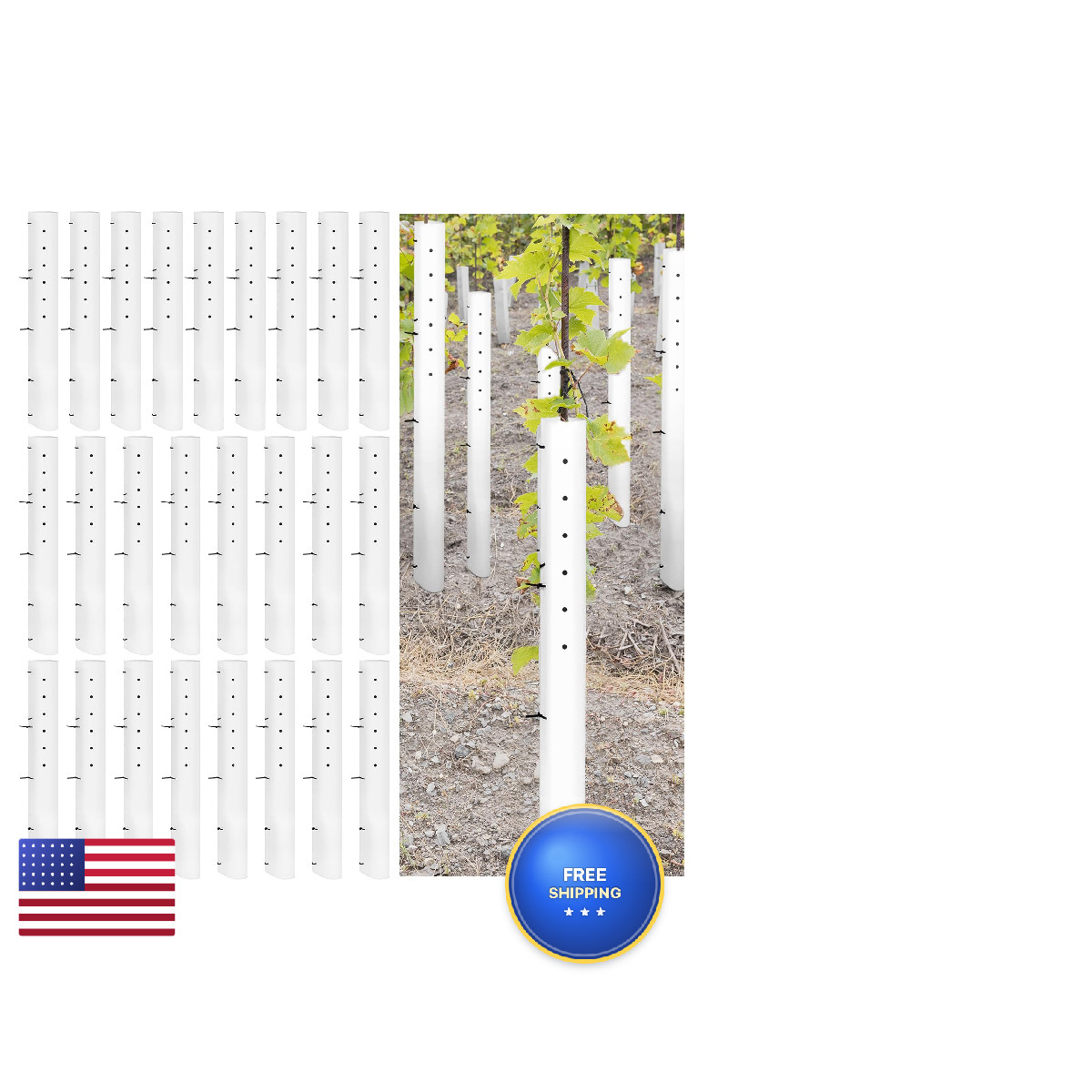 Pushglossy 5 Pack 36 Inch Tree Seedling Sapling Grow Tube Standard Vented