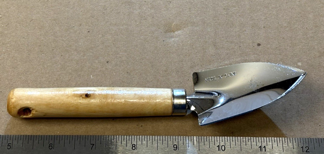 Mini Hand Trowel Wood Handle Chrome Steel Head Kids Tool 7.5″
