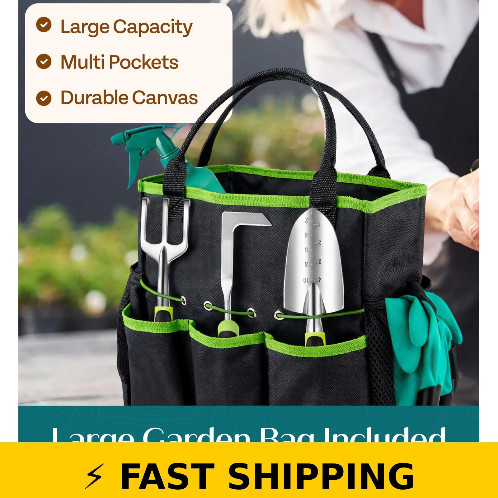 Craft911 Heavy Duty Gardening Tools Set – Ergonomic & Durable, Green