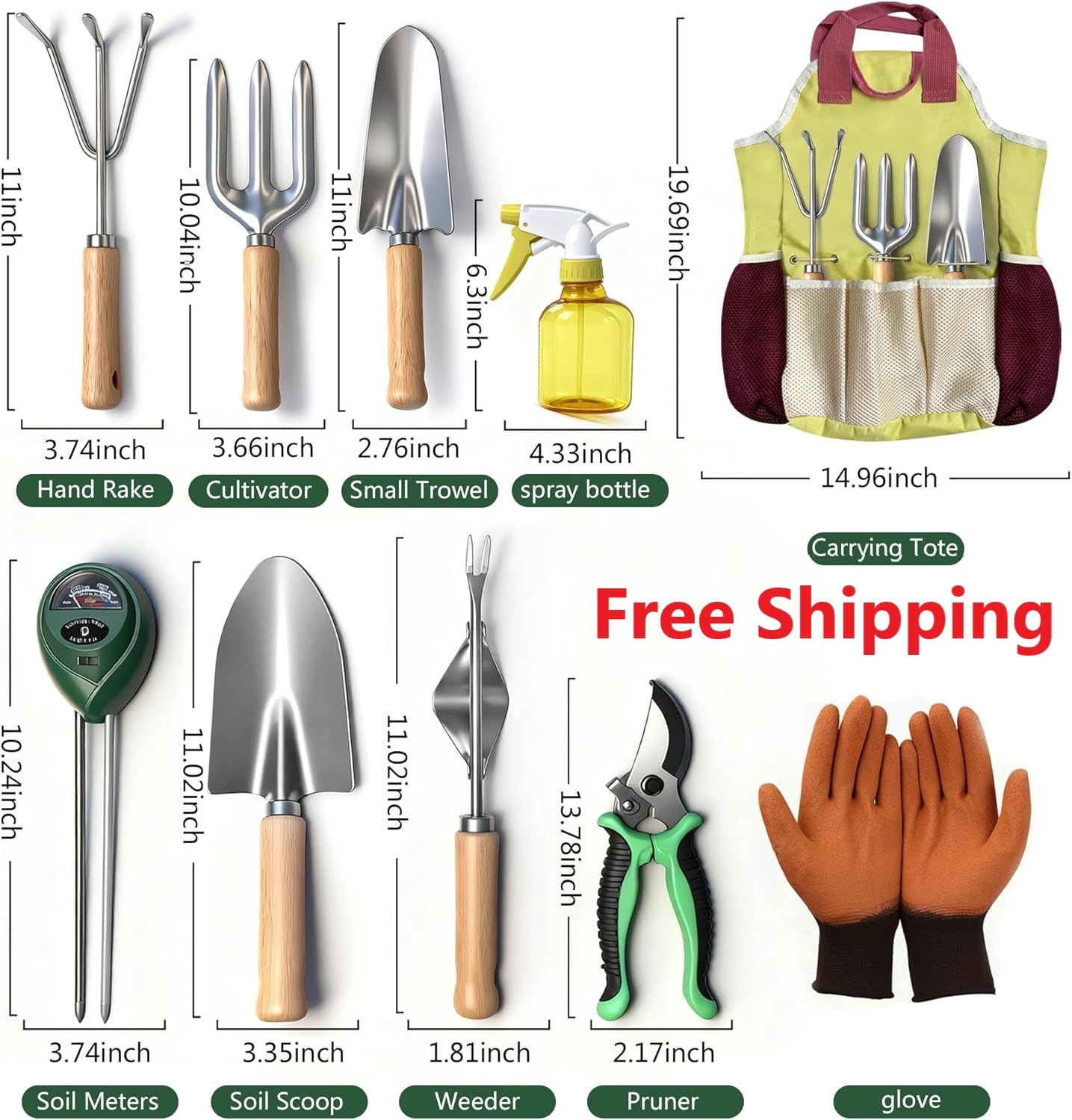 Garden Tool Set, 10Pcs Heavy Duty Gardening Hand Tools with Fashion & Durable