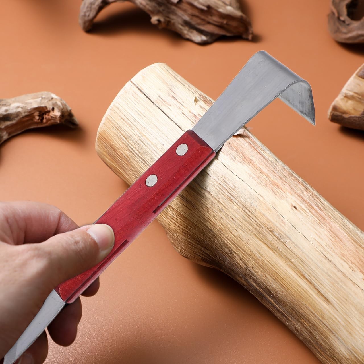 Gardening Bark Scraping Tool, Tree Bark Removal Tool with Wooden Handle for G…
