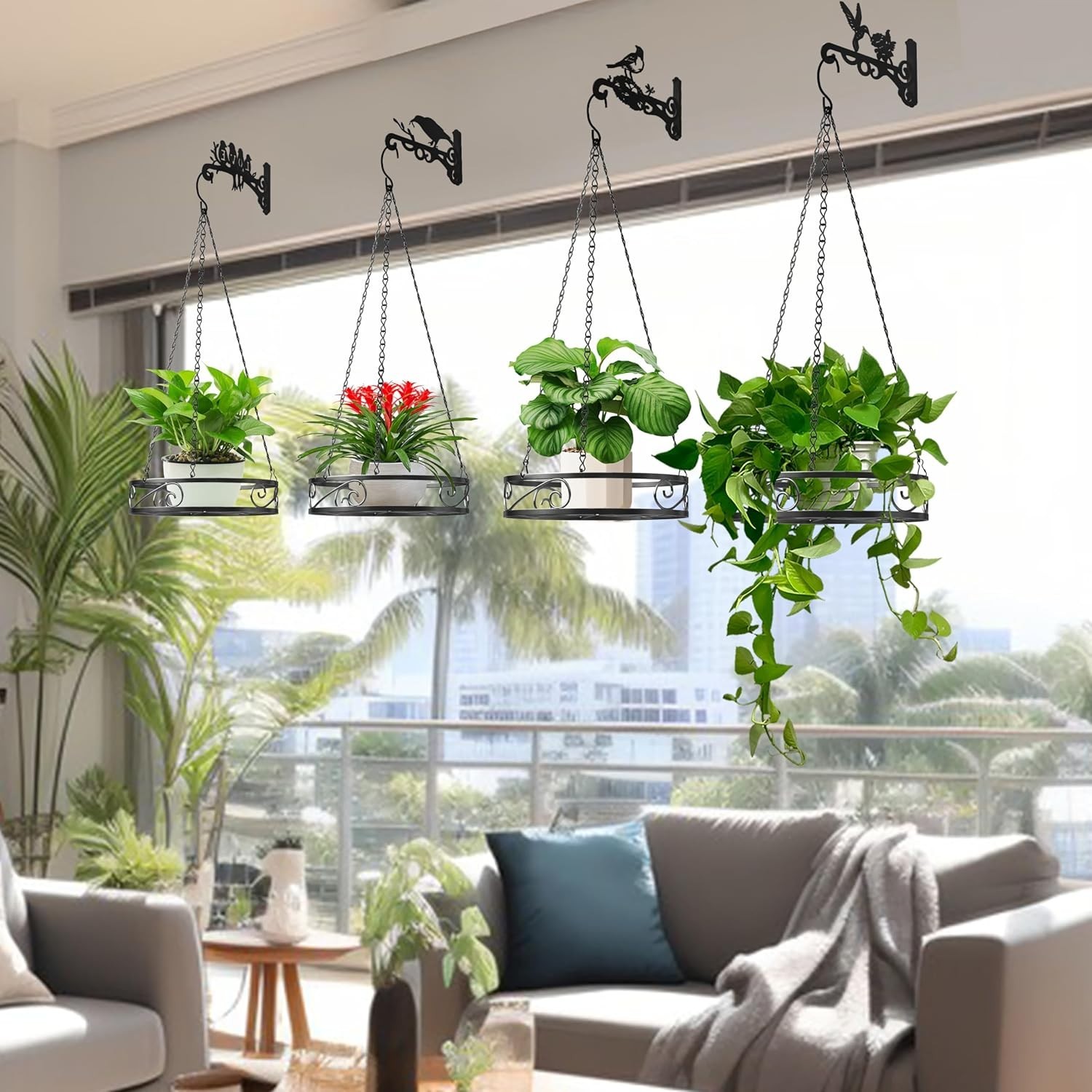 2-Pack Hanging Planters for Indoor Plants – Heavy Duty Metal Plant Hanger Indoor