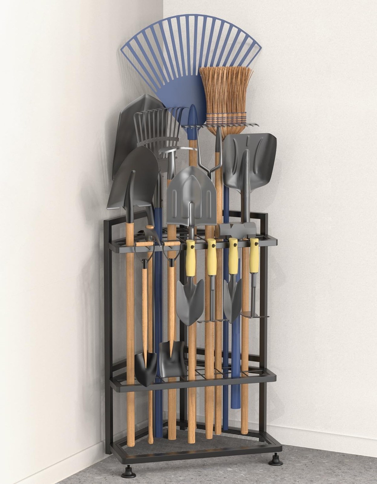Garden Tool Organizer for Corner,Metal Yard Tool Organizer for Long-Handled T…