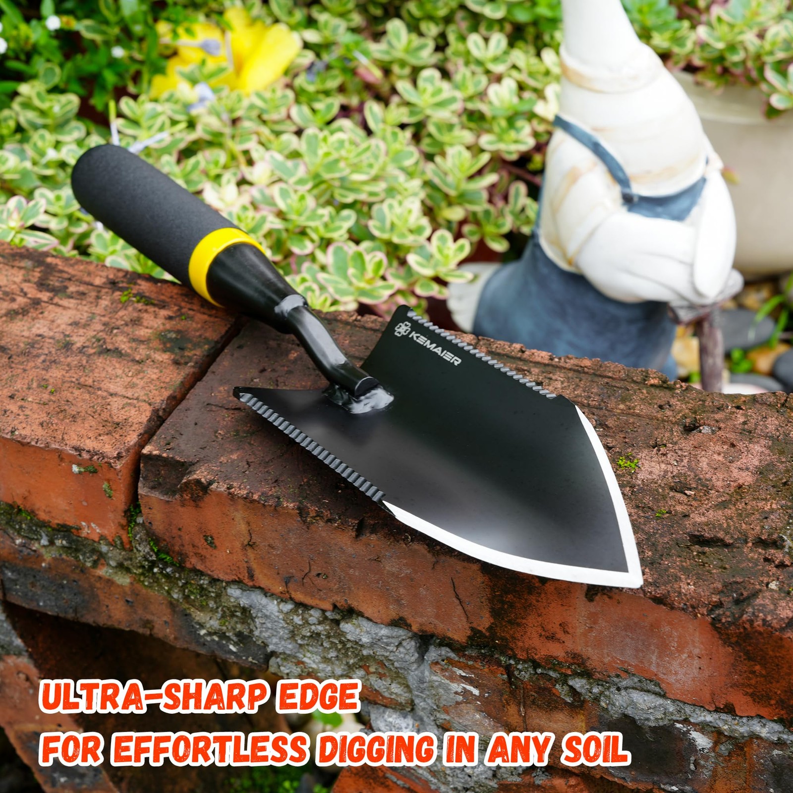 Garden Trowel, Heavy Duty Hand Shovel with Dual-Sided Serrated Edge, Rust-Res…