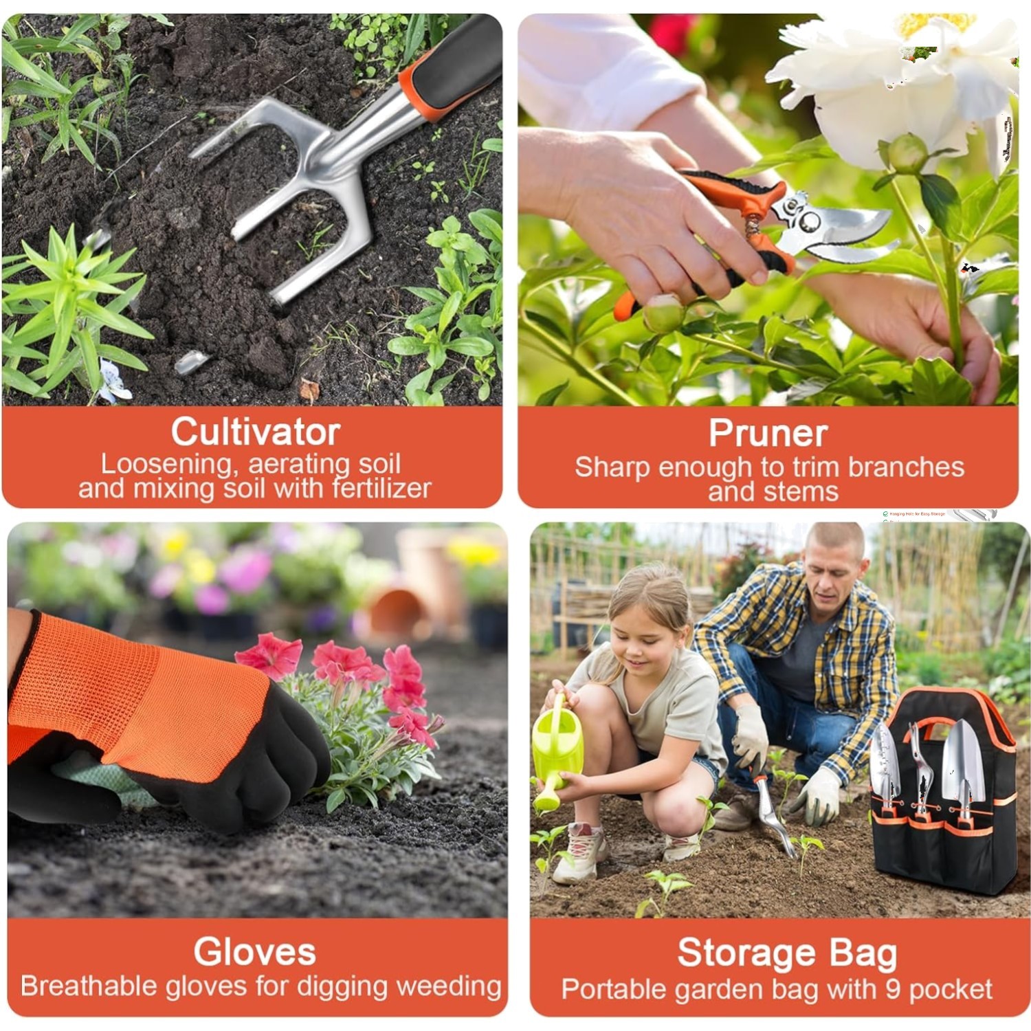 Versatile 8 Piece Garden Tool Set – Ergonomic Hand Tools for All Gardening Needs