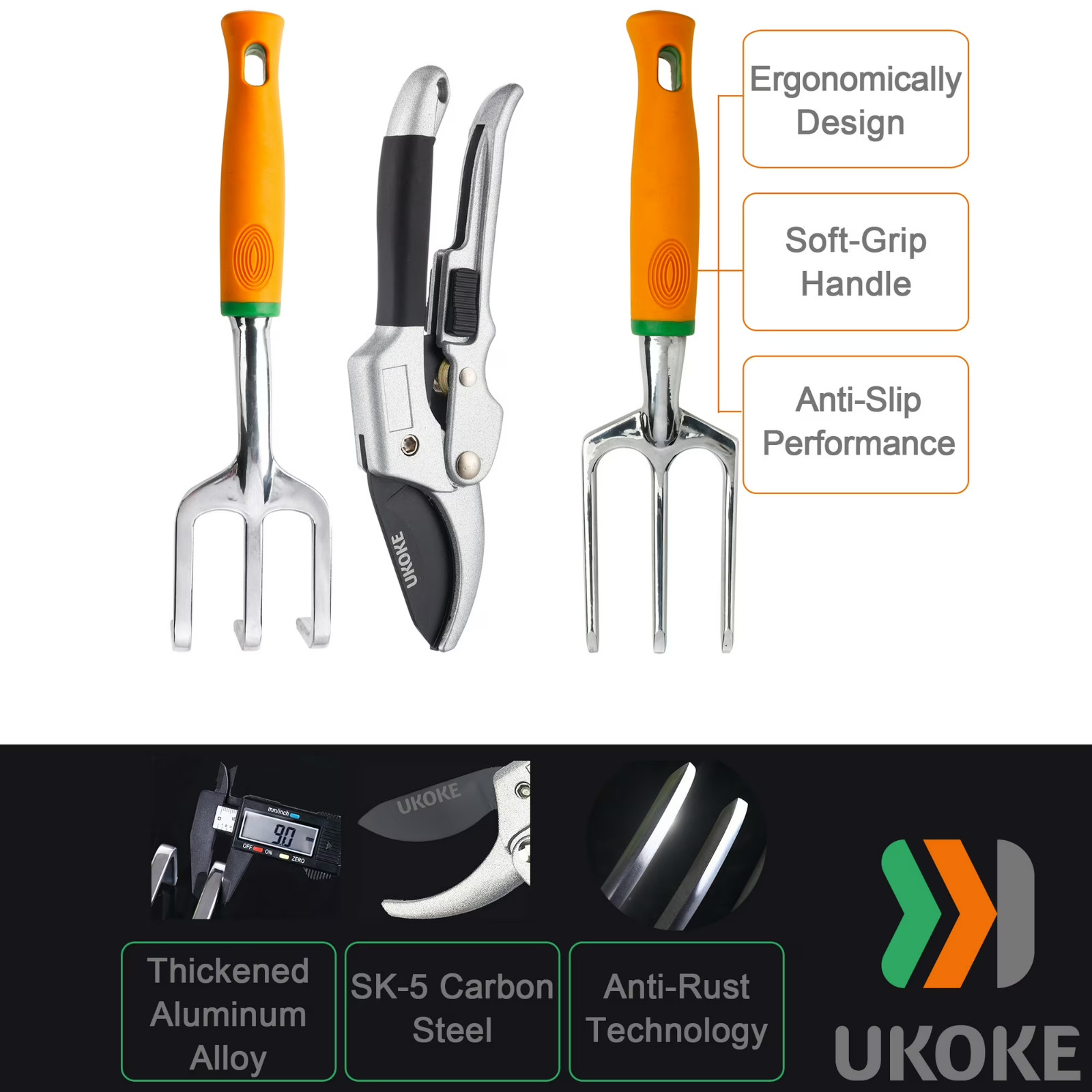 Garden Tools Set 12 Piece Aluminum, Gardening Apron with Storage Pocket