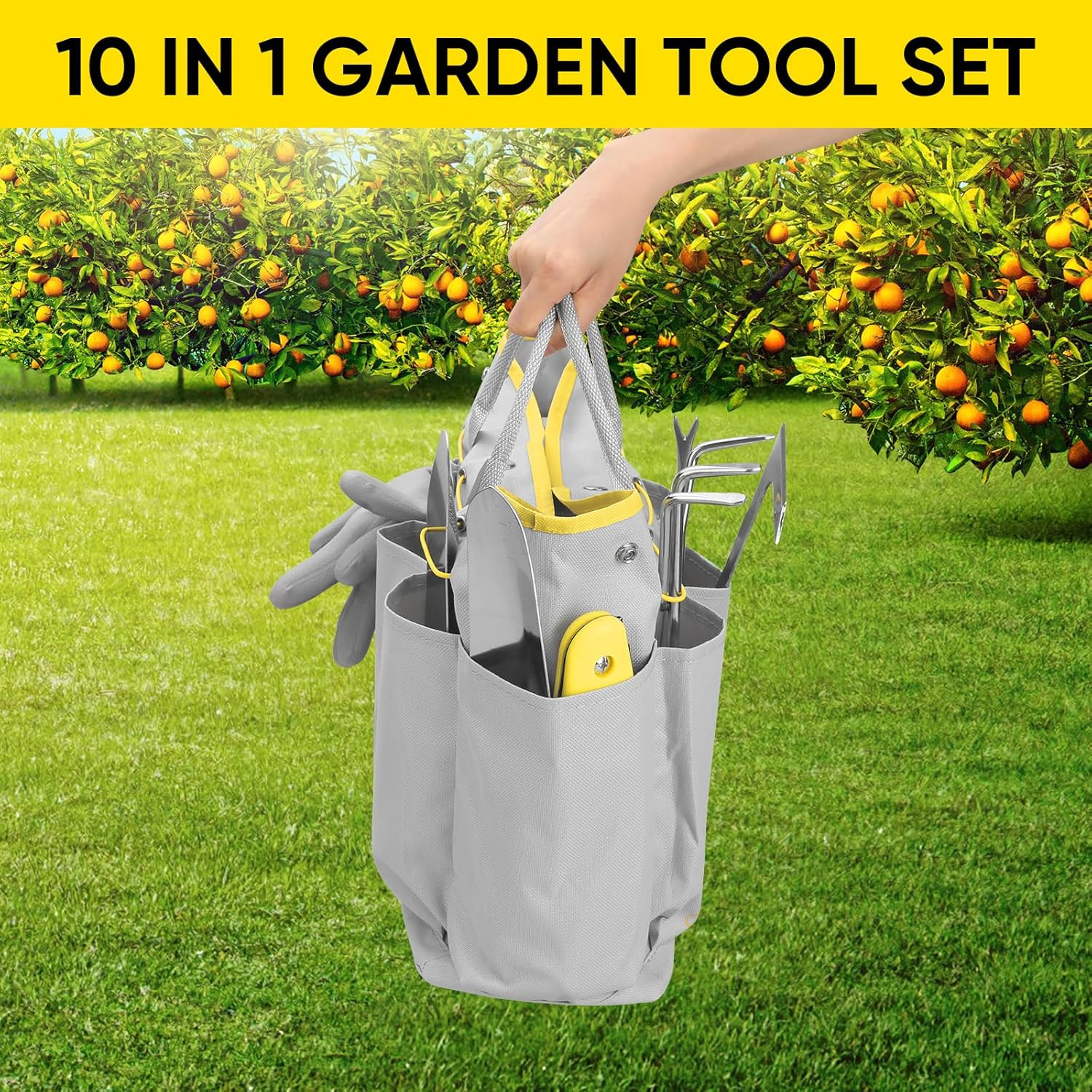 Blumway 10PCS Garden Tool Set Heavy Duty Stainless Steel w/ Tool Bag