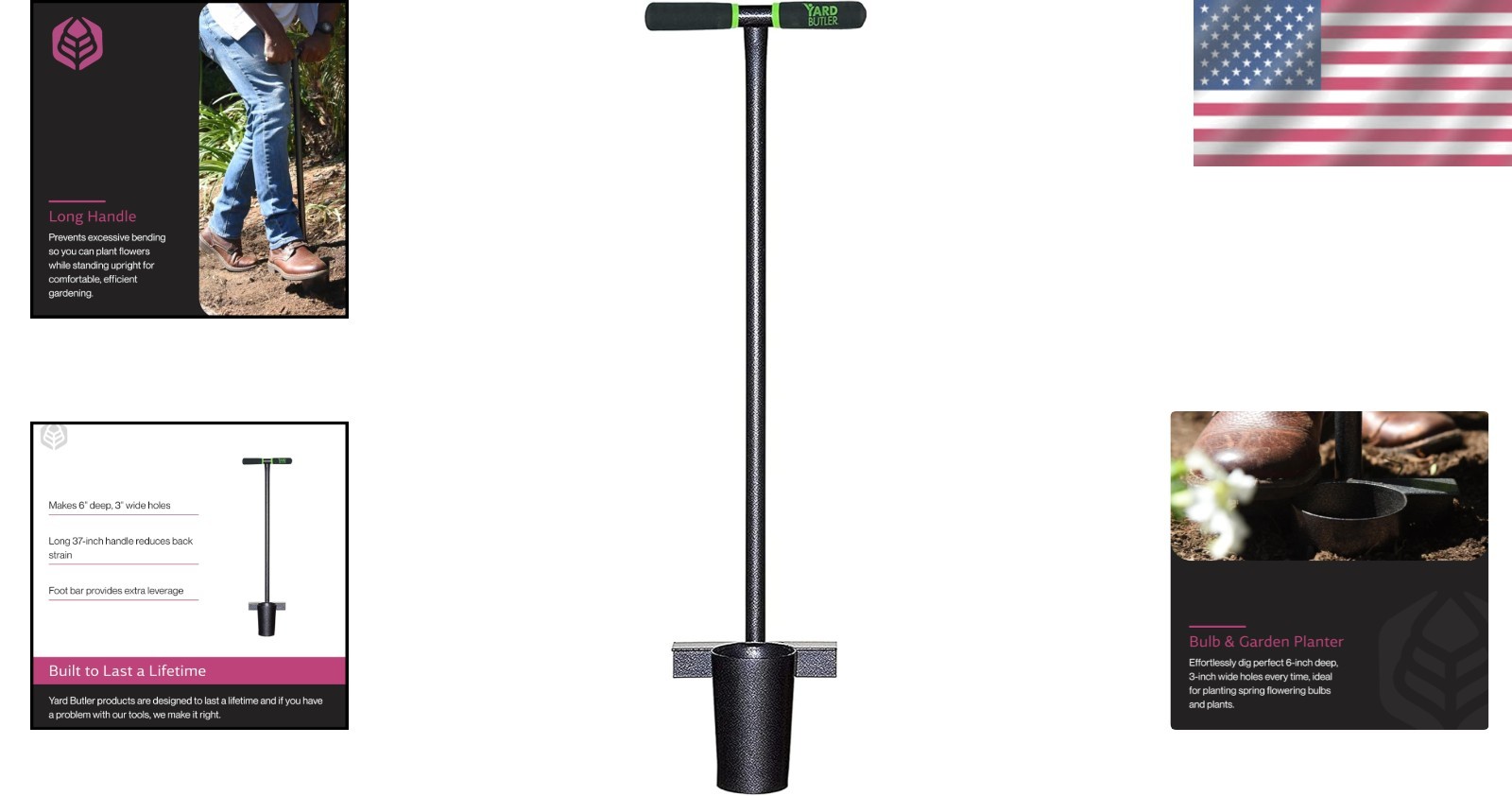 Durable Bulb Planter 37″ Steel – Effortless Hole Digger for Flower Bulbs