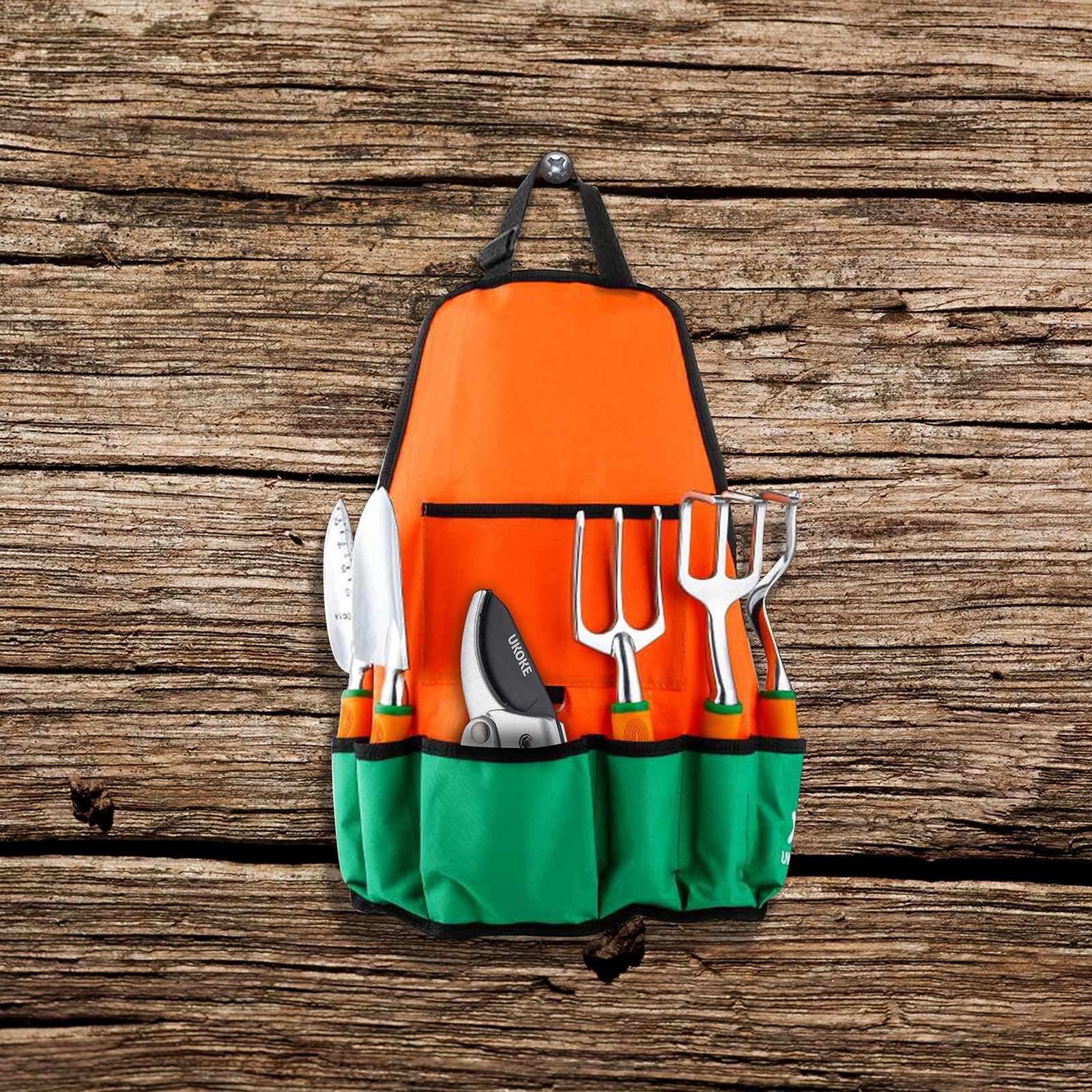 UKOKE Garden Tool Set, 12 Piece Aluminum Hand Tool Kit, Garden Canvas Apron w…