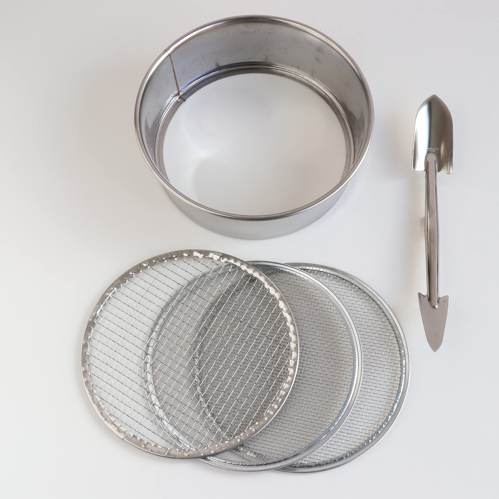 Stainless Steel Soil Potting Set with 3PCS Soil Sieve Set and Soil Scoop, 3 I…