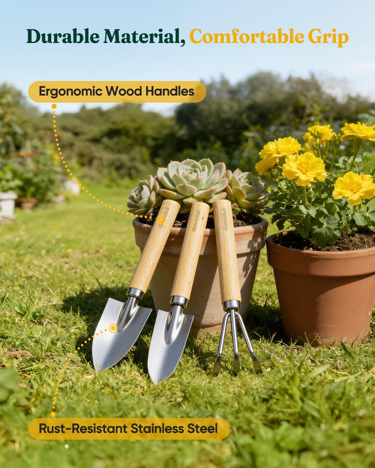 7~Piece Stainless Steel Garden Tool Set with Repotting Mat & Bag