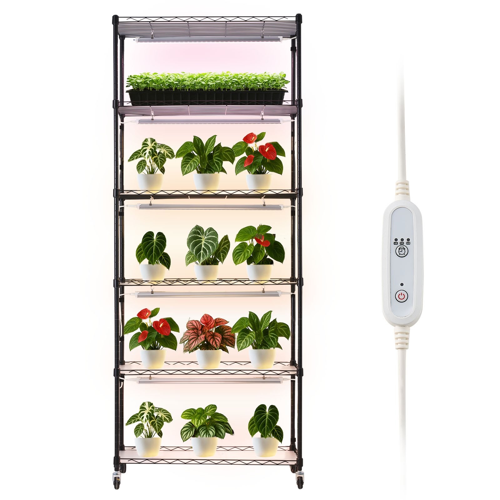 Plant Shelf with Grow Light, 6-Tier Indoor Plant Stand, 71in Tall Plants Display