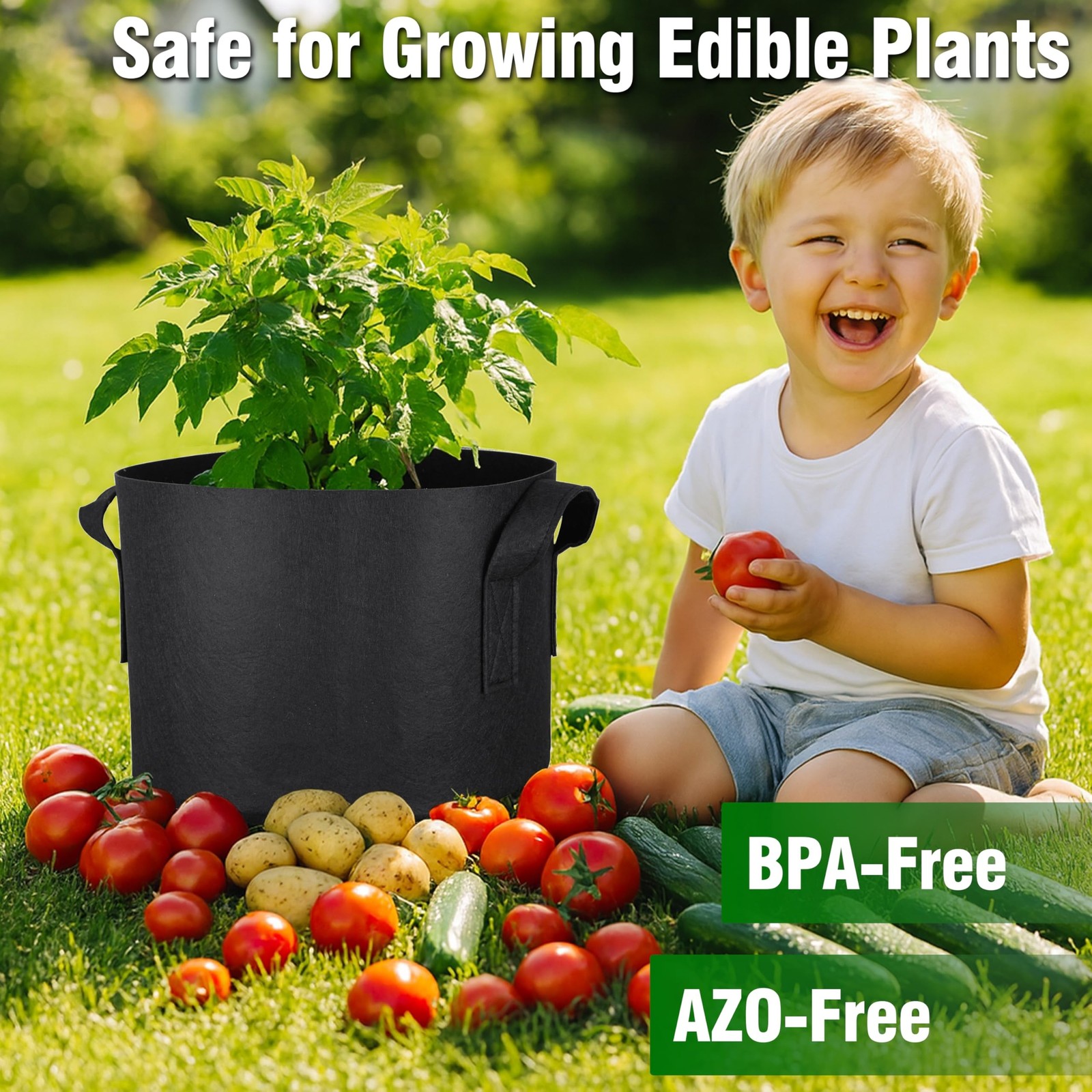 12-Pack 15 Gallon Grow Bags, Heavy Duty Fabric Pots with Handles, Reusable Pl…