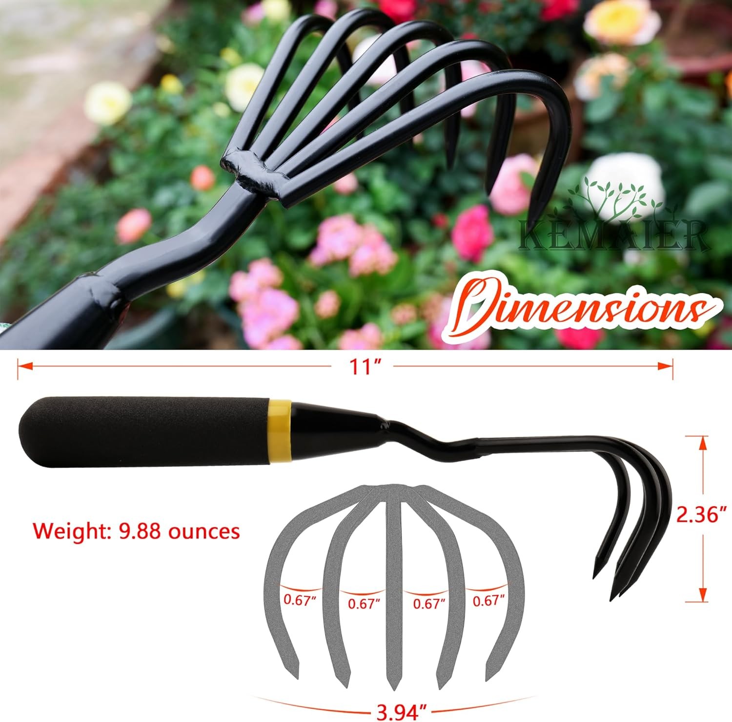 Garden Tool Set – Featuring a Heavy-Duty Stainless Steel Hand Cultivator, Transp