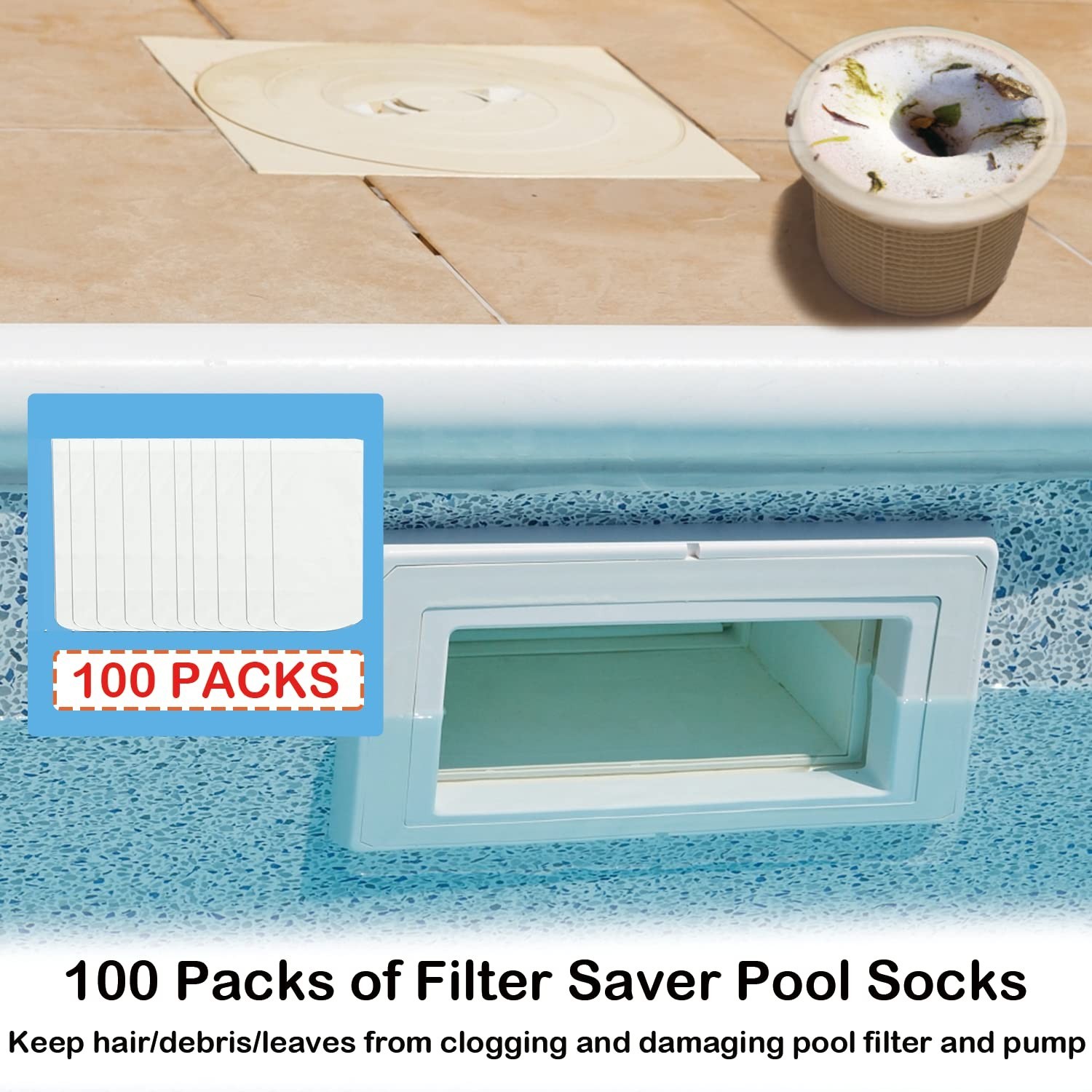 100 Pack Pool Skimmer Socks, Reusable Pool Socks for Skimmer Basket, Skimmer …