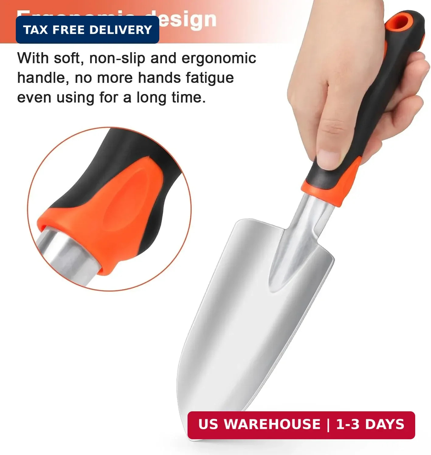 Garden Shovel Garden Hand Trowel, Heavy Duty Hand Shovel with Ergonomic Handle,