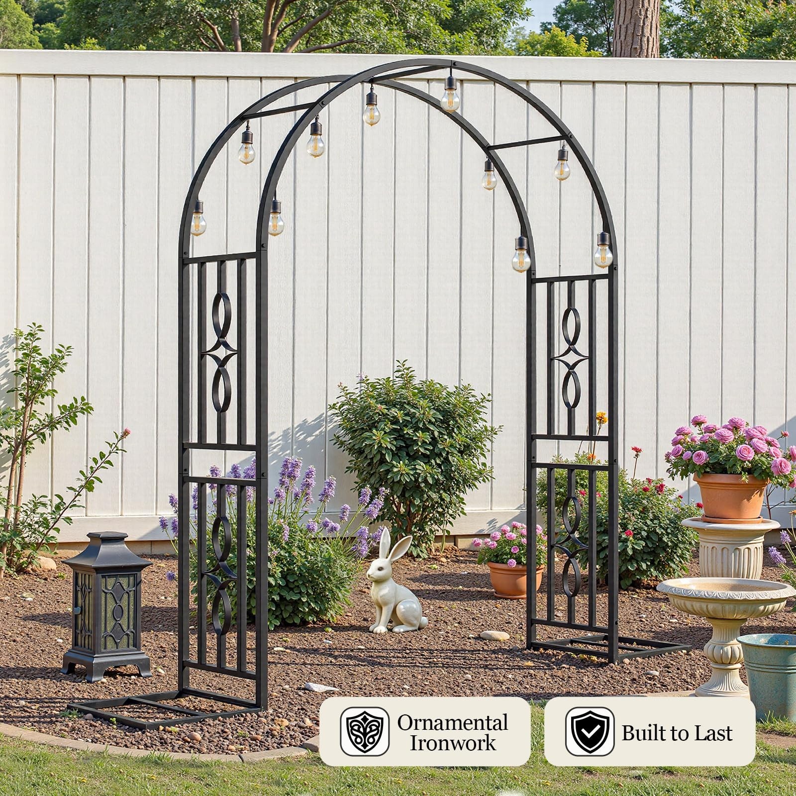 Metal Garden Arch, Heavy Duty Garden Trellis for Climbing Plants, with Enlarg…