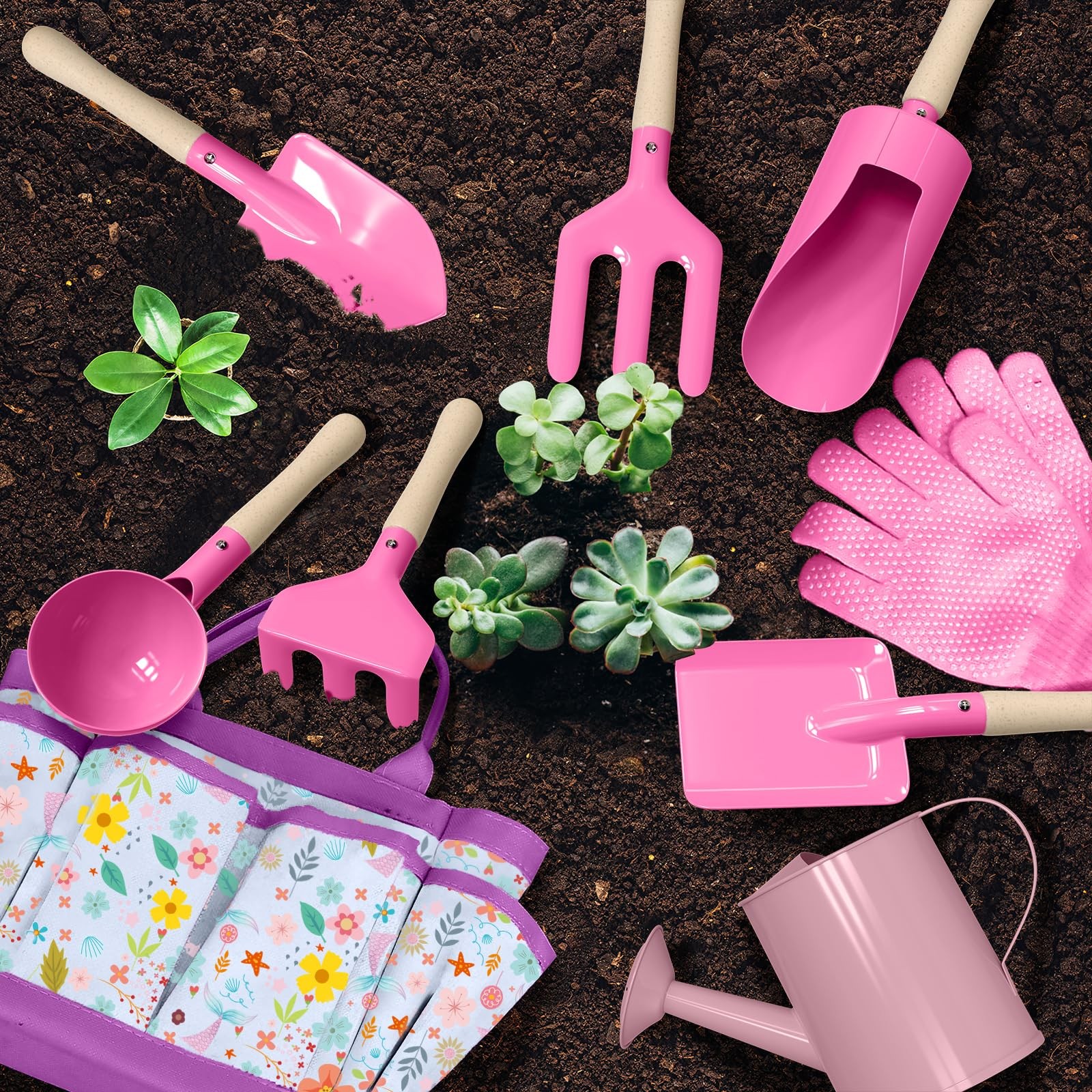 Kids Gardening Set 14Pcs Gardening Tools for Kids with Tote Bag,Watering Can,…