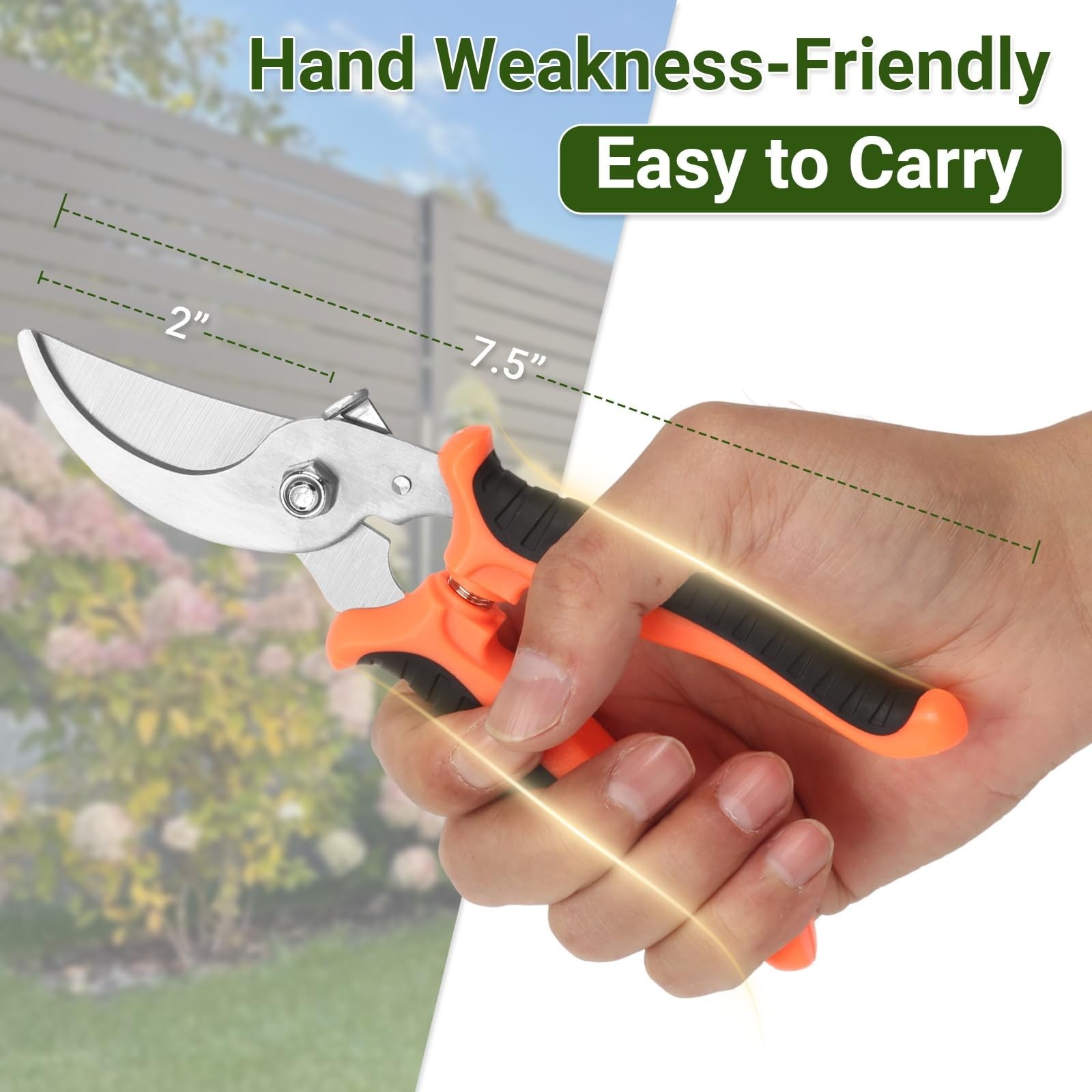 Pruning Shear, Premium Gardening Scissors for Rose Bushes, 7.5IN Garden Prune…