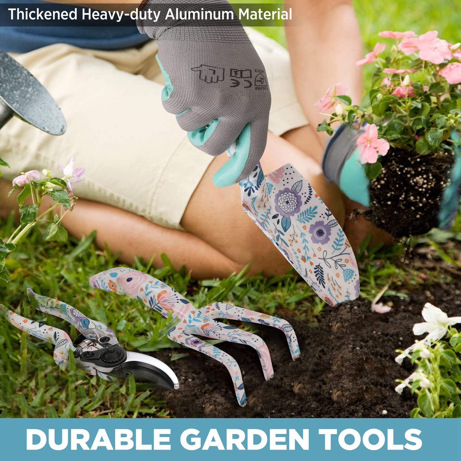 WORKPRO 5PC Garden Tool Set Heavy Duty Gardening Hand Tool Set w/Garden Tool Bag