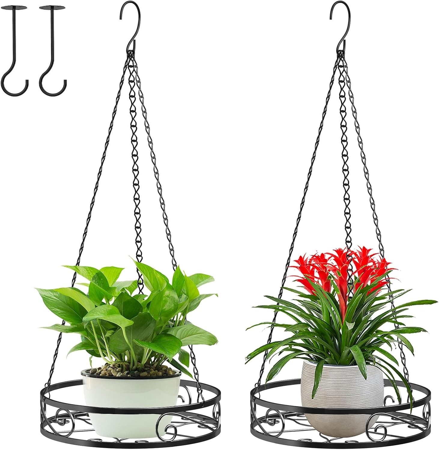 2-Pack Hanging Planters for Indoor Plants – Heavy Duty Metal Plant Hanger Indoor