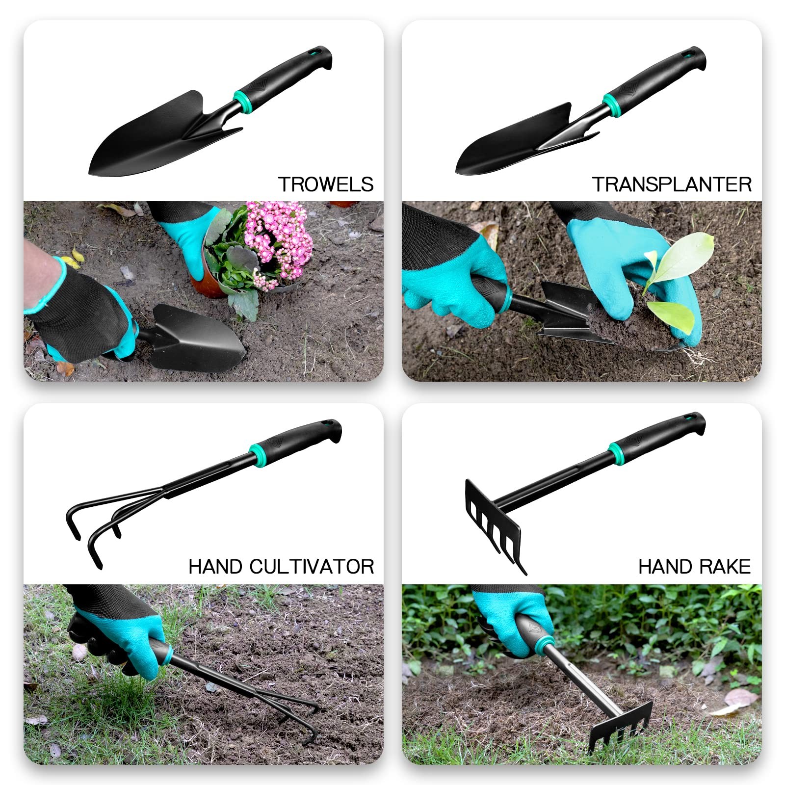9 PCS Garden Tool Set Kids Gardening Tool Kit for Digging Planting and Prunin…