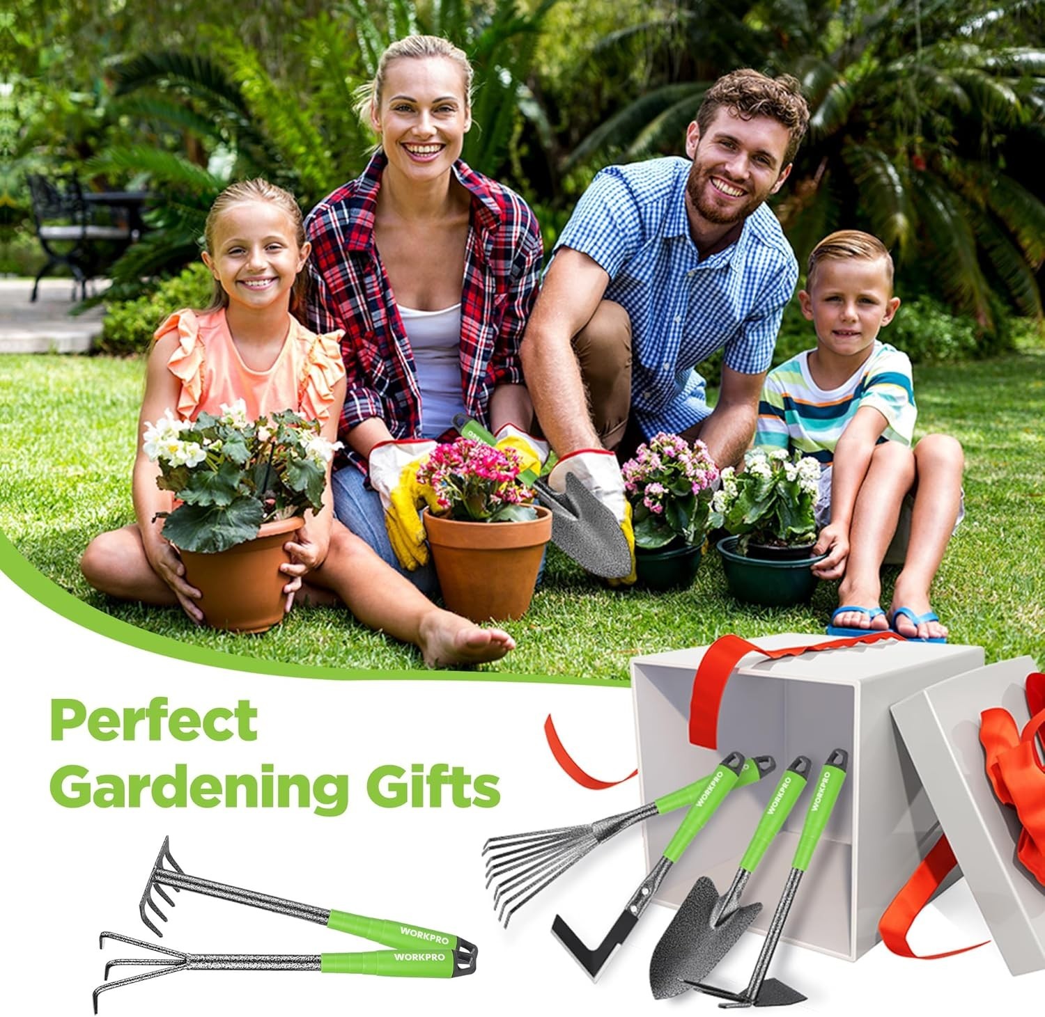 6 Piece Garden Tool Set Heavy Duty Gardening Hand Tools with Soft Rubber Handles