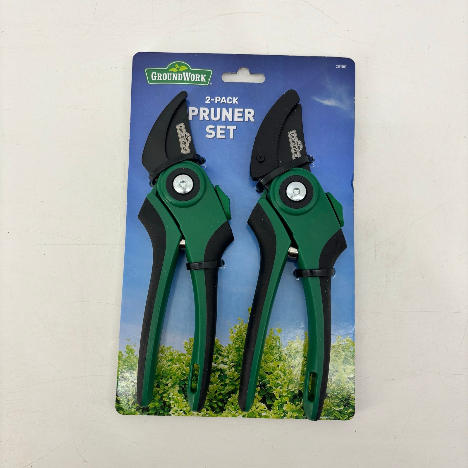 GroundWork 2-Pack Pruner Set Garden Tools Bypass Anvil Green