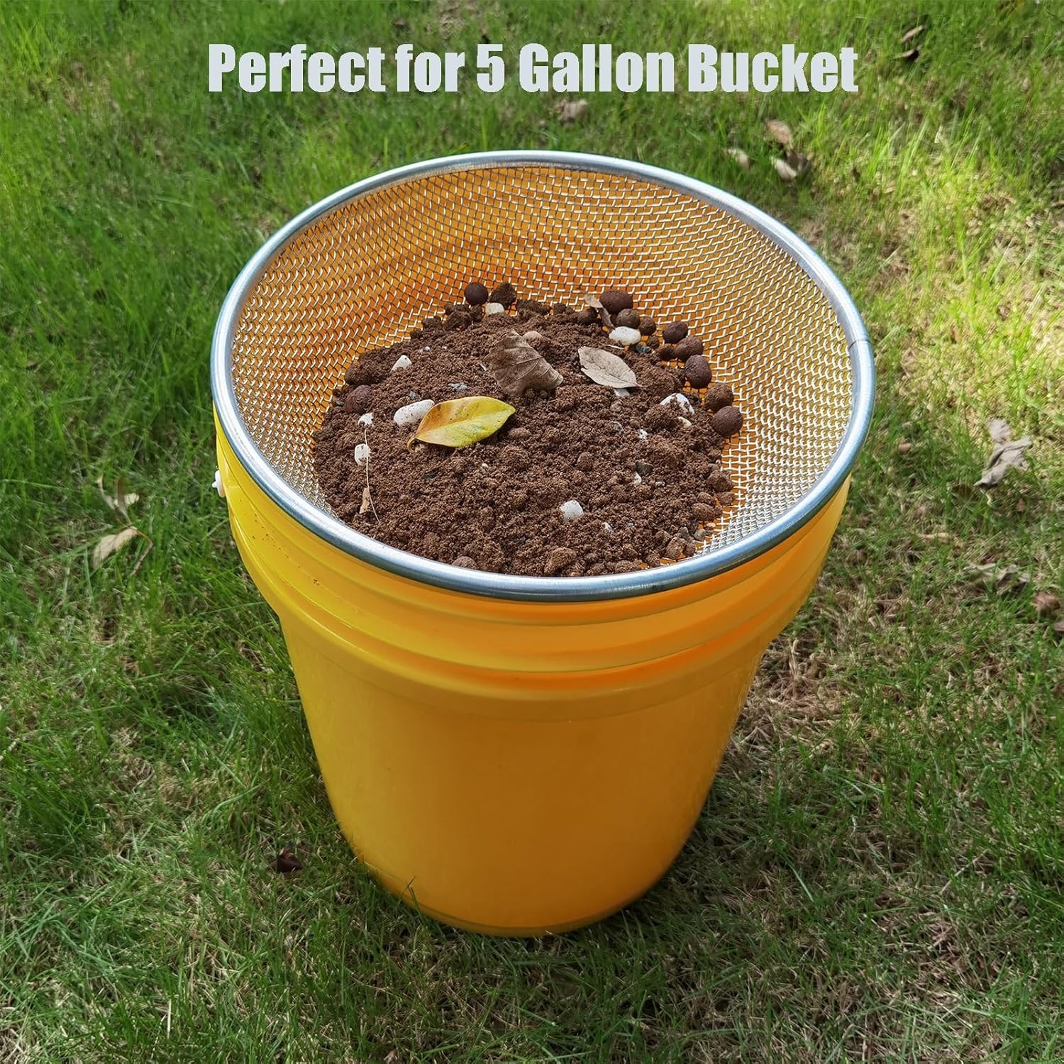 2PCS Sand Soil Compost Sifter Set for 5 Gallon Bucket